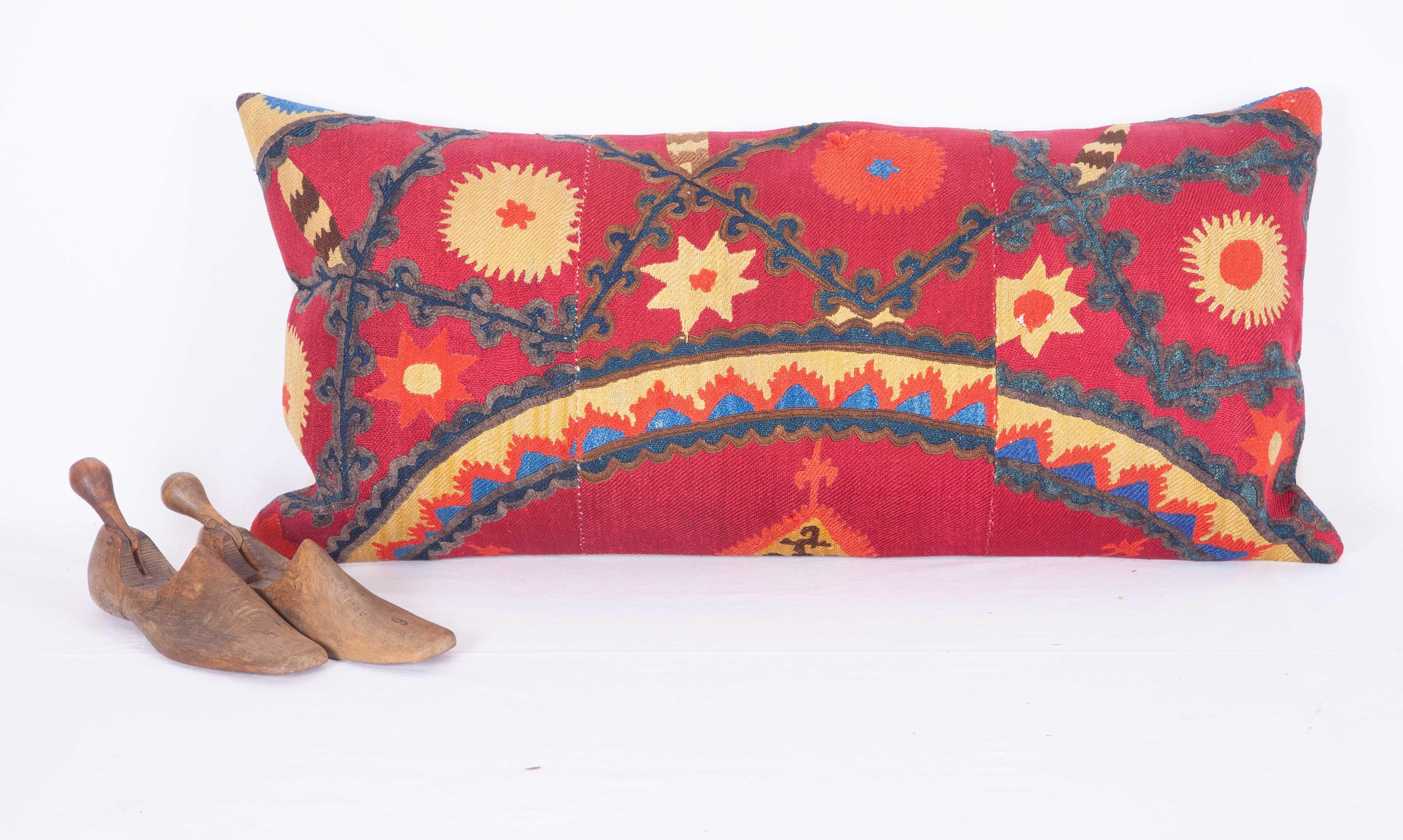 Uzbek Antique Suzani Pillow Case Fashioned from a Late 19th Century Pishkent Suzani