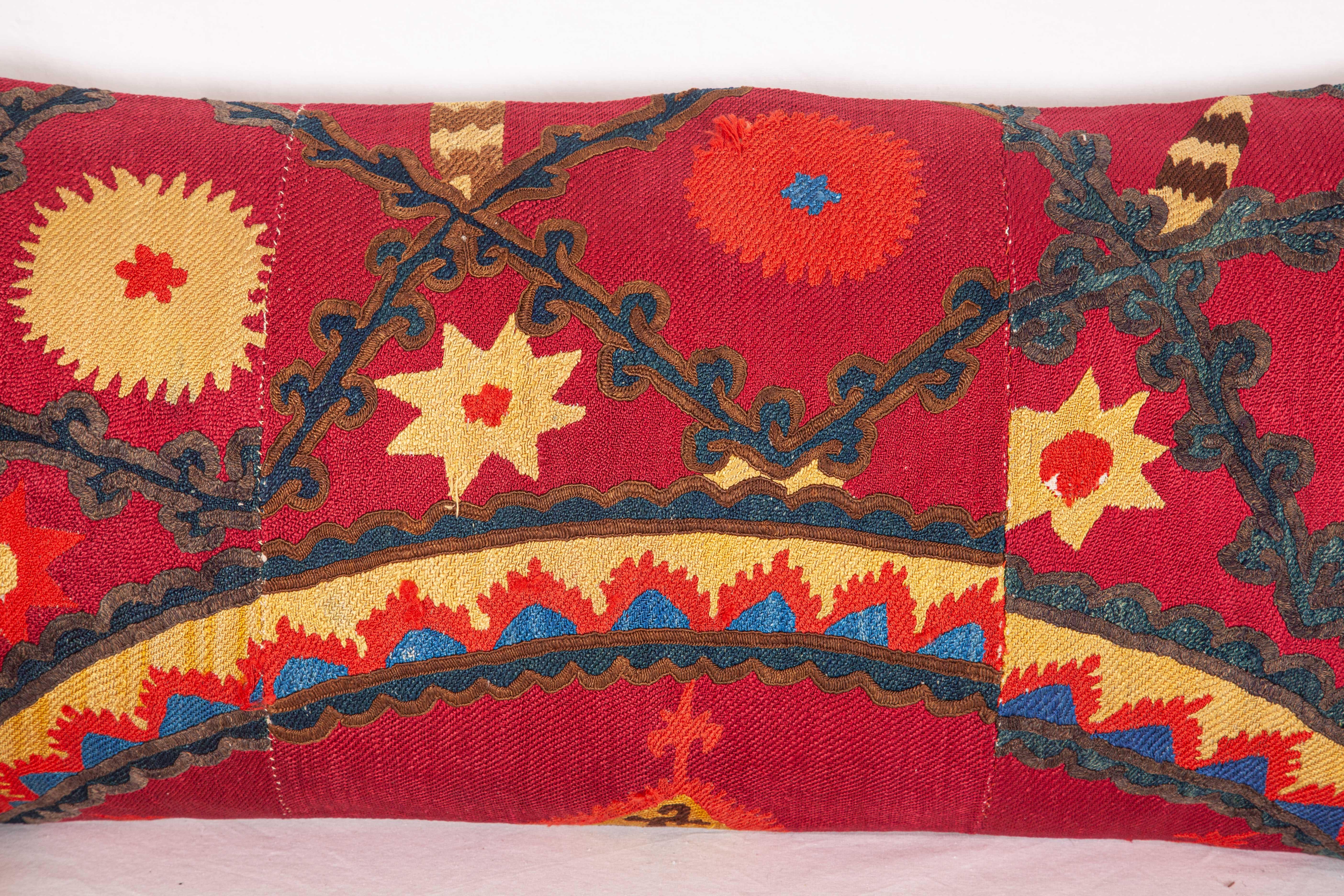 Embroidered Antique Suzani Pillow Case Fashioned from a Late 19th Century Pishkent Suzani