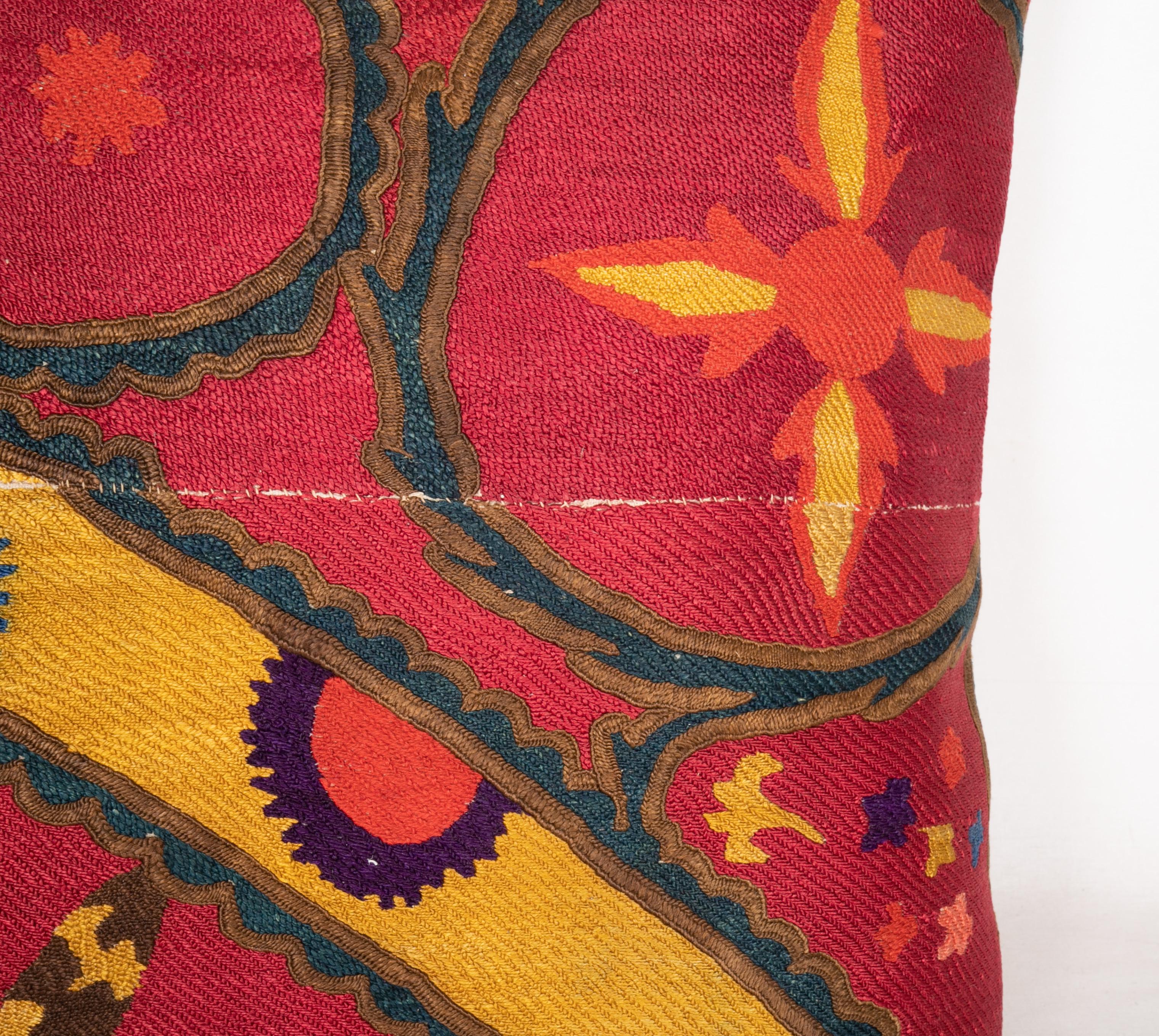 Uzbek Antique Suzani Pillow Case Fashioned from a Late 19th Century Pishkent Suzani For Sale
