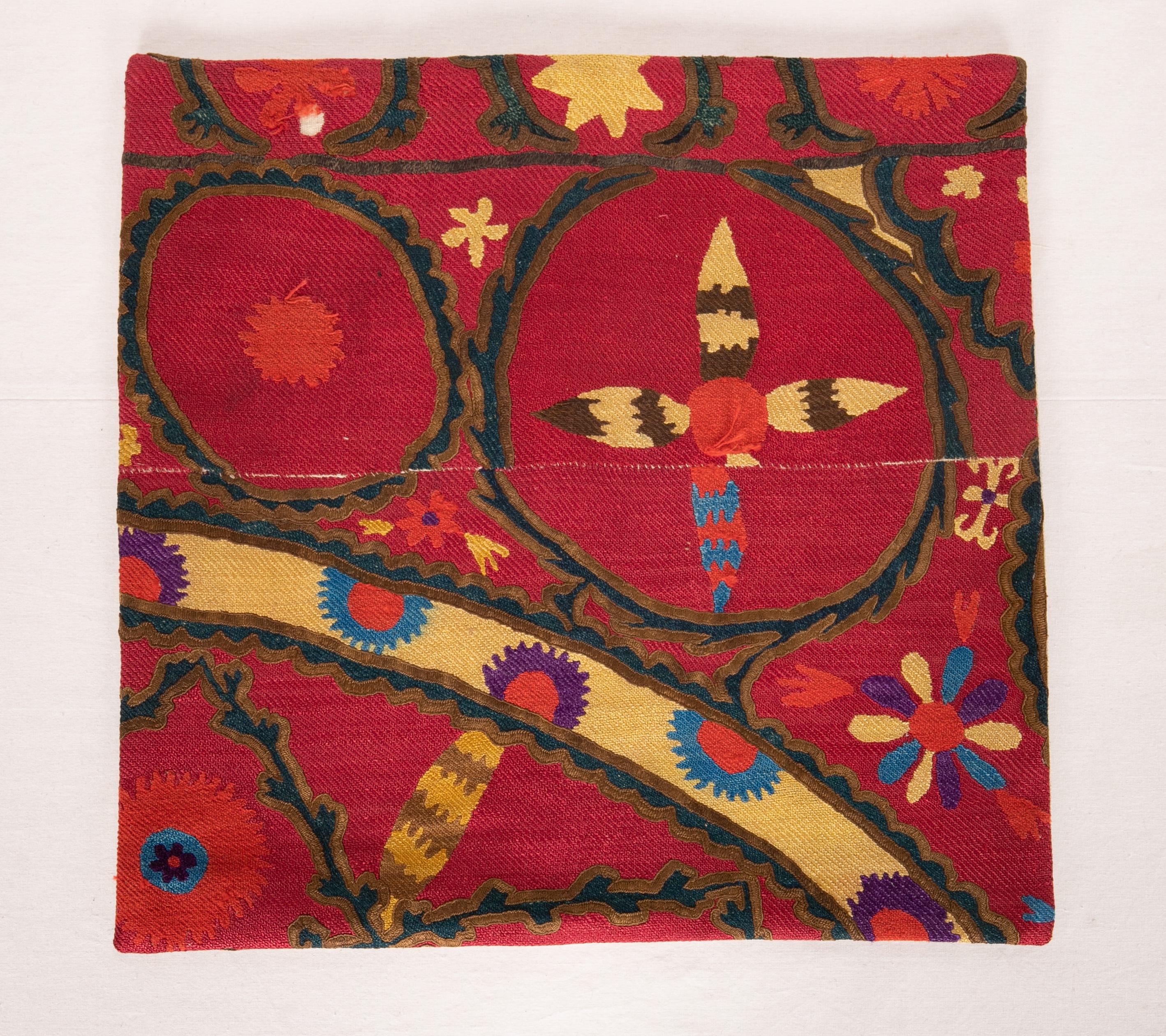 Antique Suzani Pillow Case Fashioned from a Late 19th Century Pishkent Suzani For Sale 2