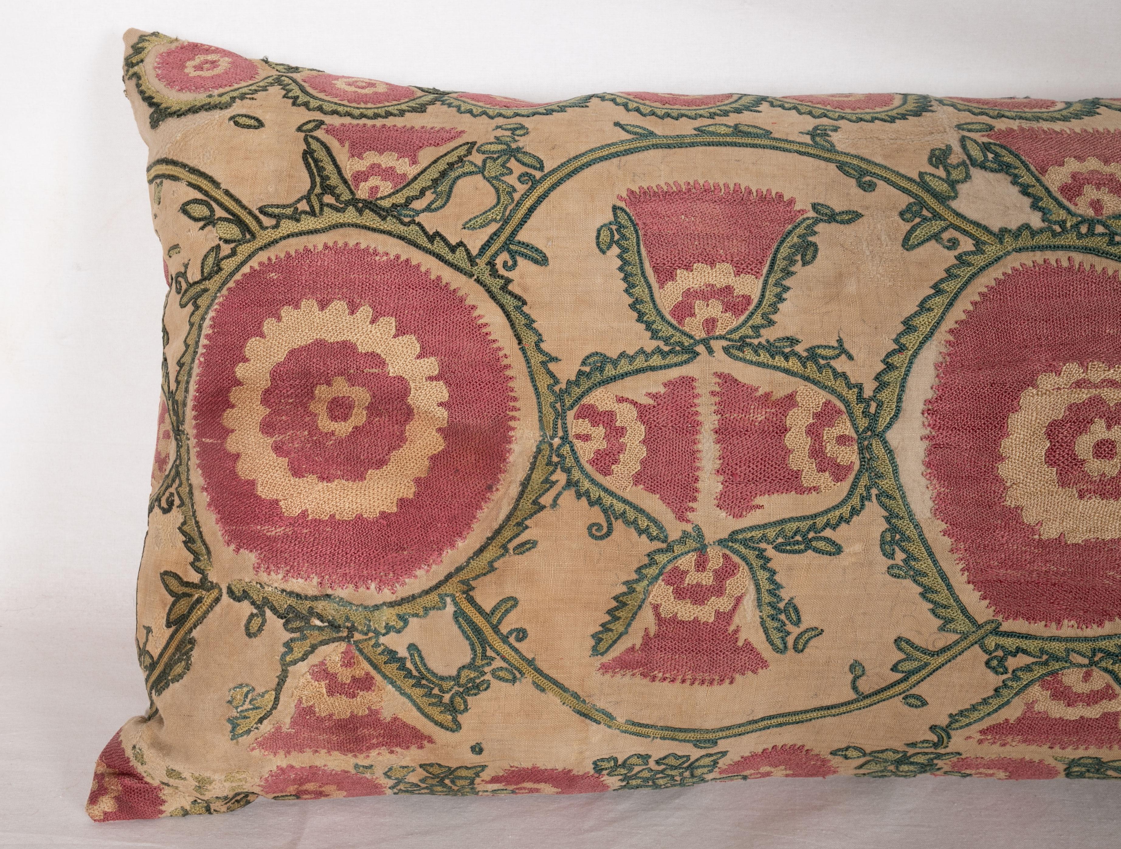 Tajikistani Antique Suzani Pillow Case Fashioned from a Mid-19th Century, Ura Tube Suzani