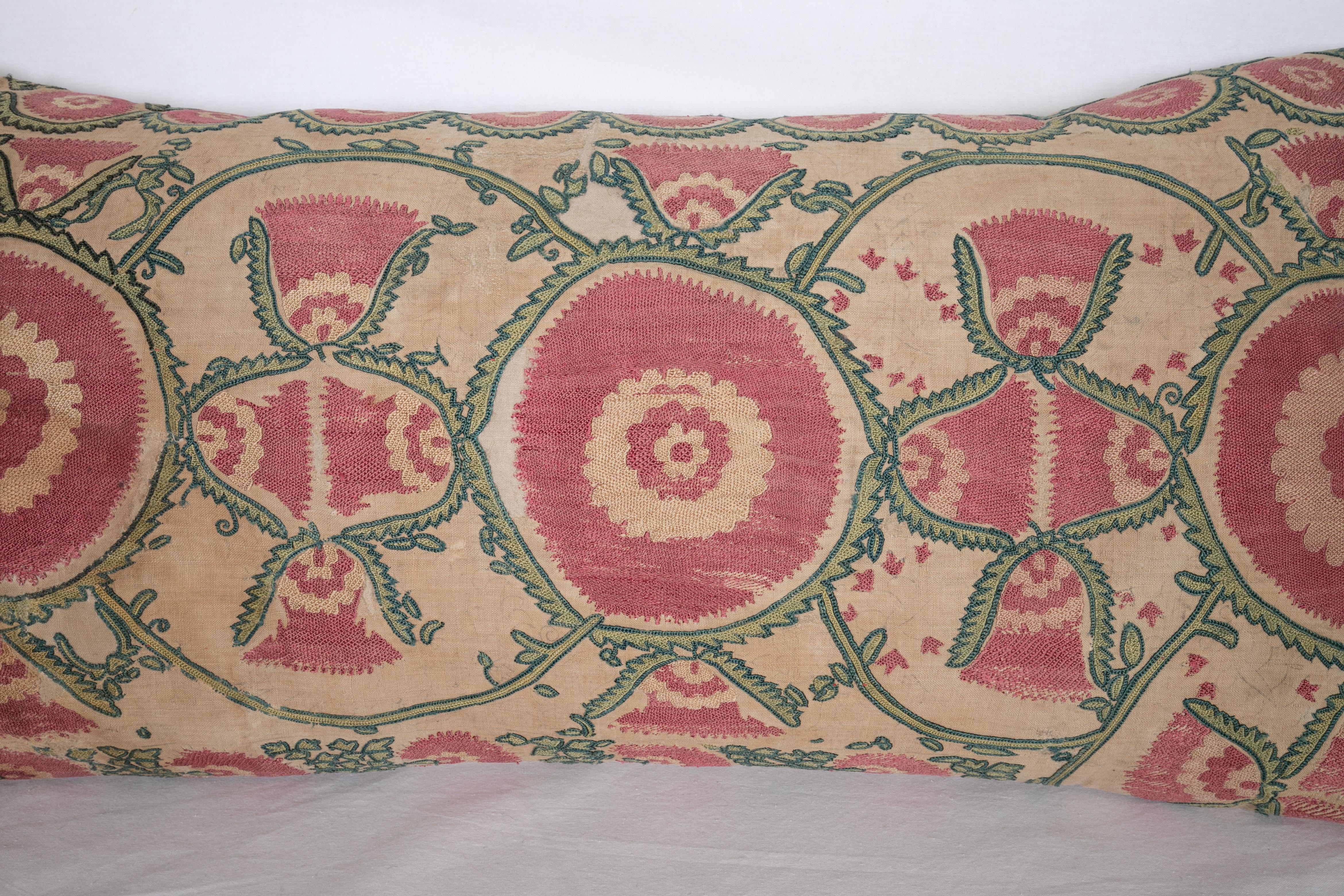 Embroidered Antique Suzani Pillow Case Fashioned from a Mid-19th Century, Ura Tube Suzani