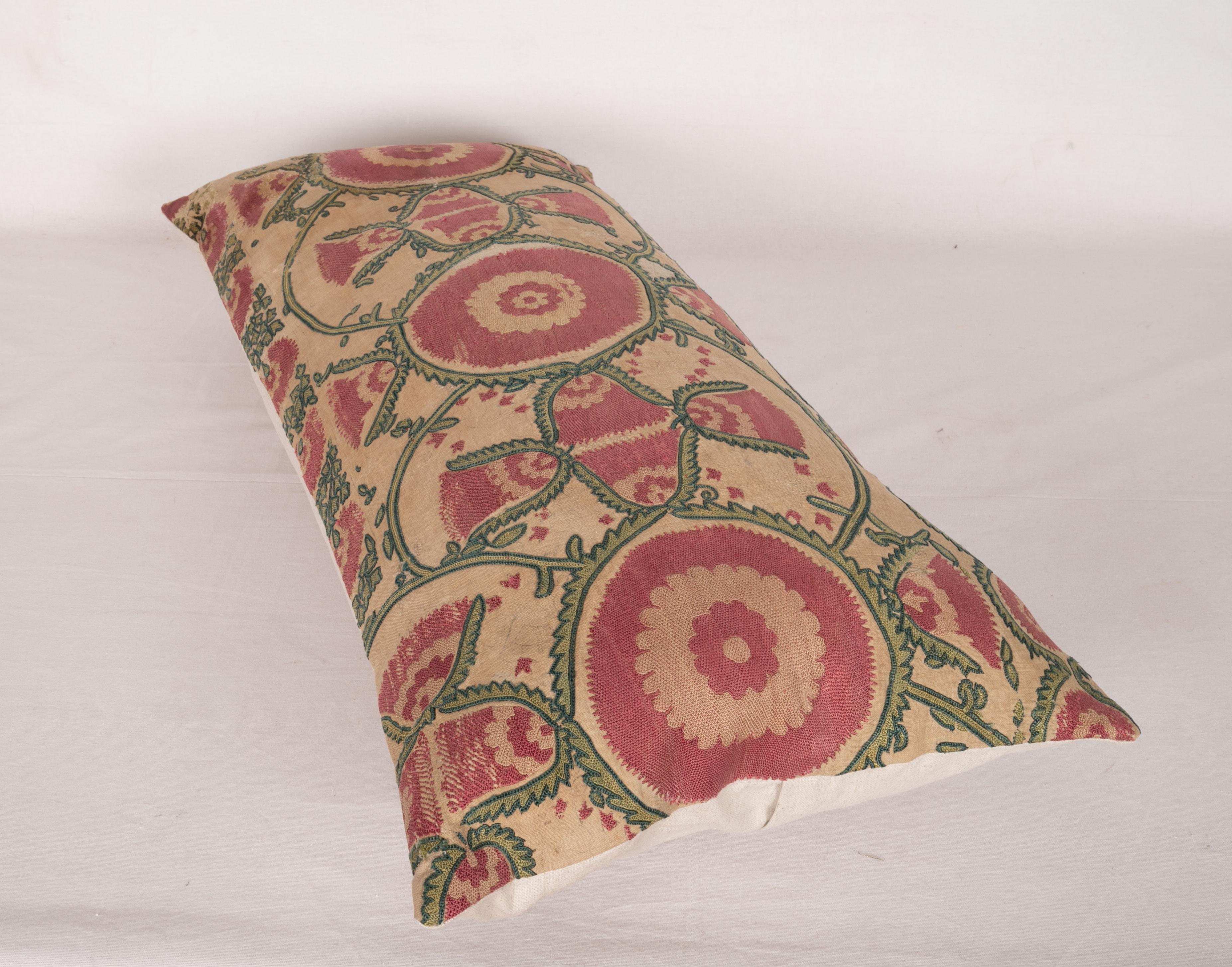Silk Antique Suzani Pillow Case Fashioned from a Mid-19th Century, Ura Tube Suzani