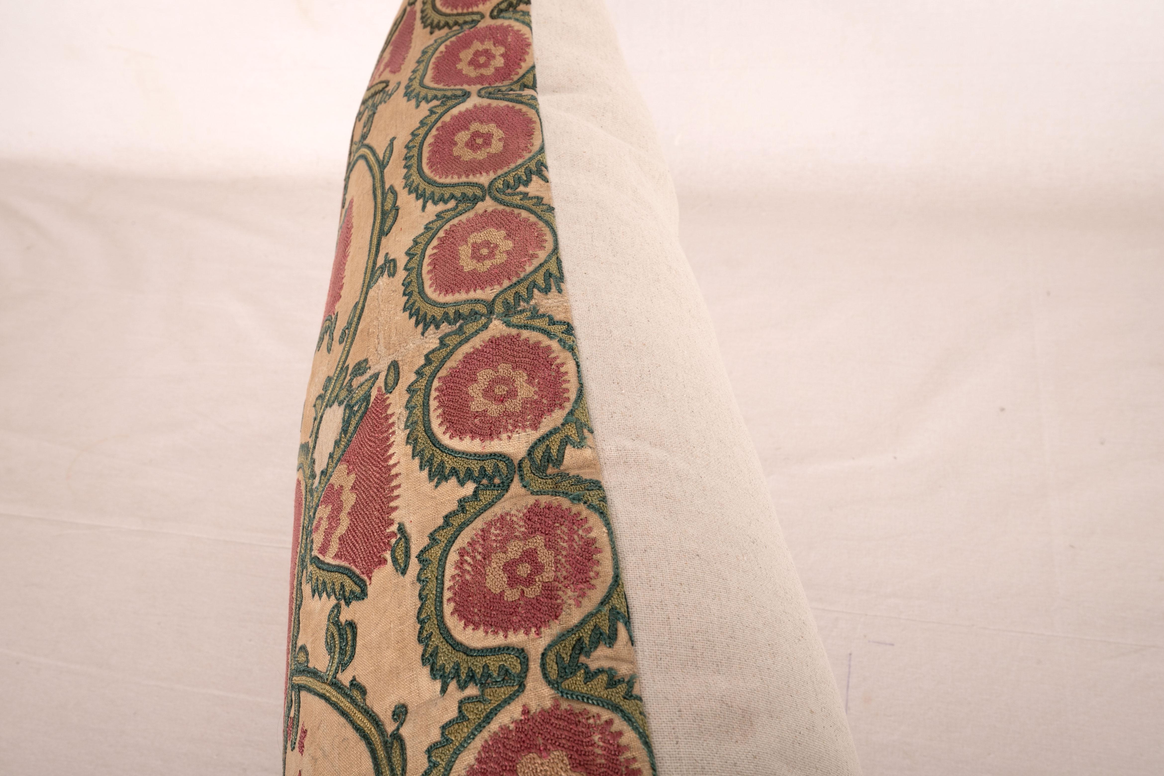 Antique Suzani Pillow Case Fashioned from a Mid-19th Century, Ura Tube Suzani 2