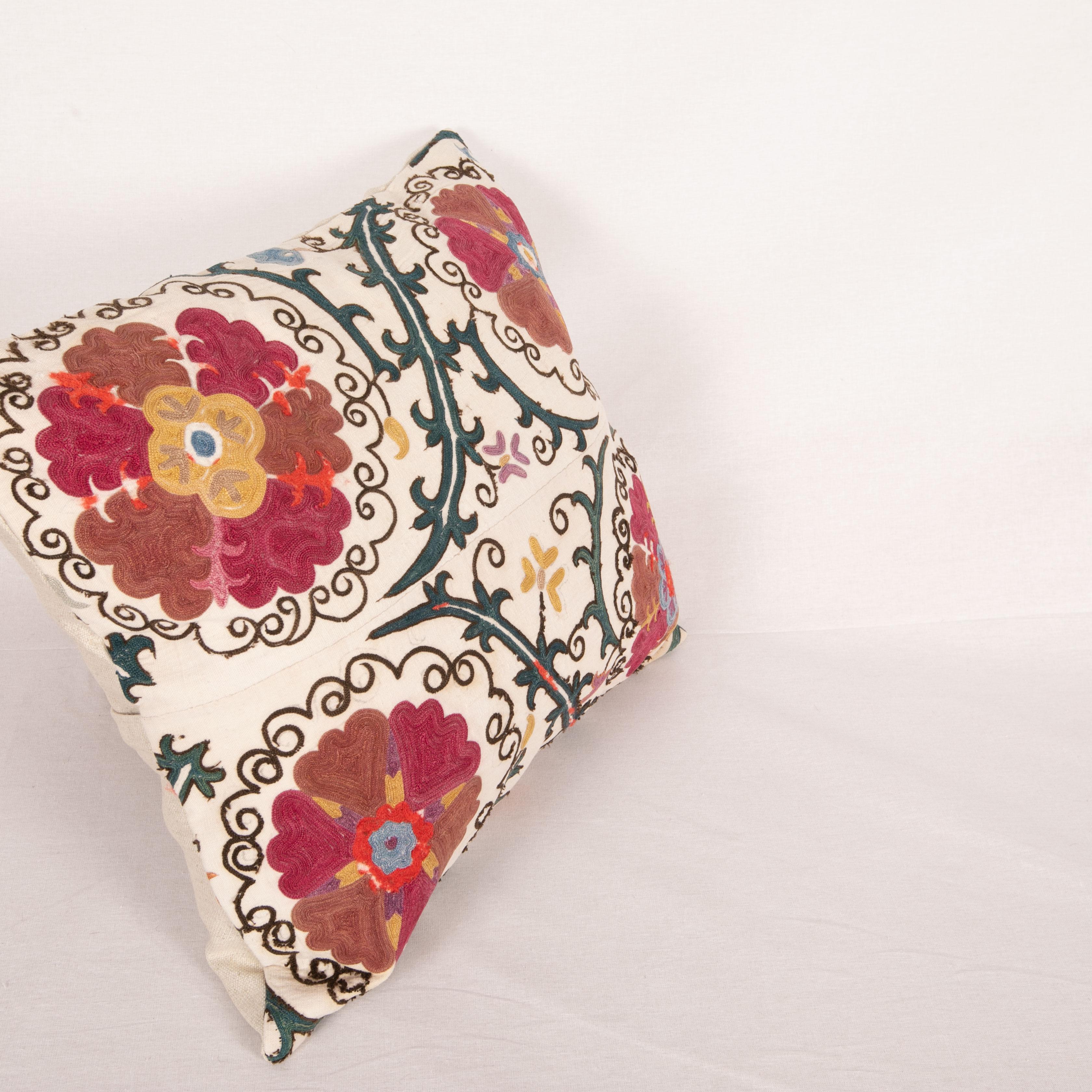 Silk Antique Suzani Pillow Case, Late 19th C.