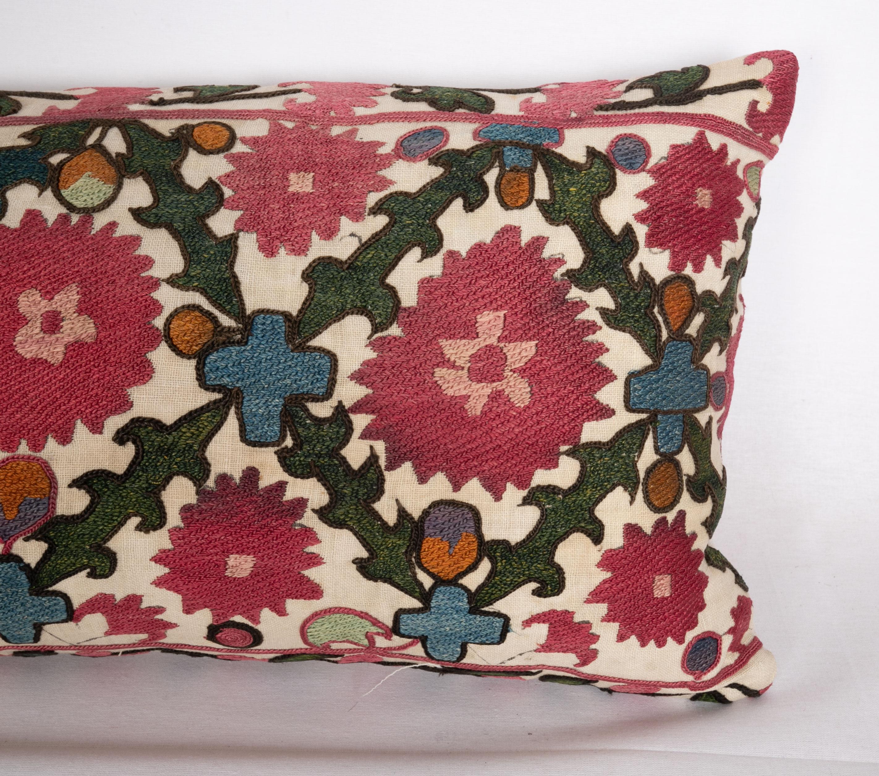 Embroidered Antique Suzani Pillow Case Made from a 19th Century Tajik Suzani
