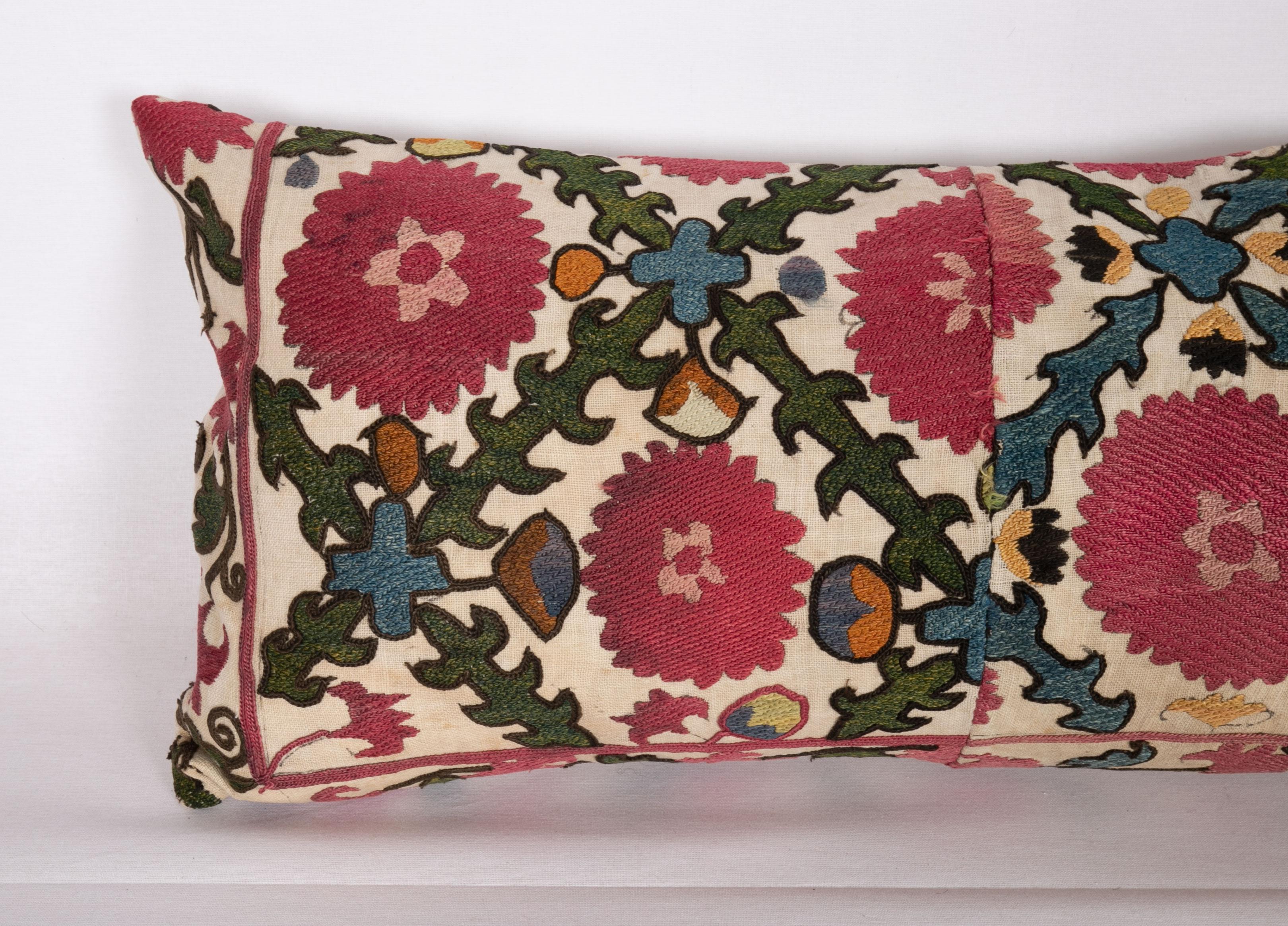 Tajikistani Antique Suzani Pillow Case Made from a 19th C. Ura Tube Suzani from Tajikistan,