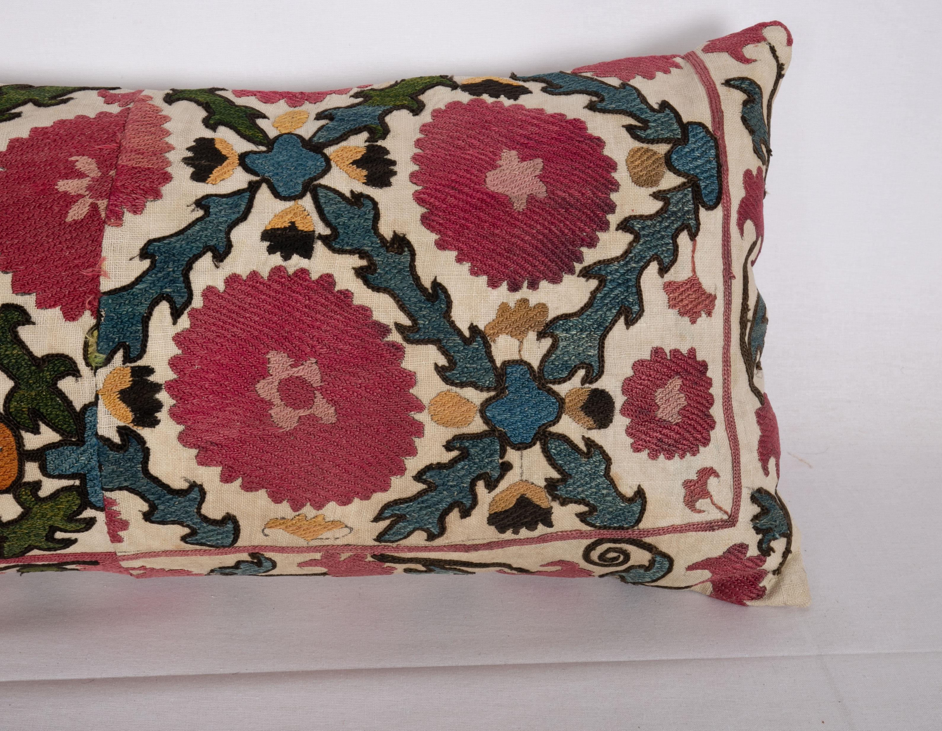 Antique Suzani Pillow Case Made from a 19th C. Ura Tube Suzani from Tajikistan, In Good Condition In Istanbul, TR