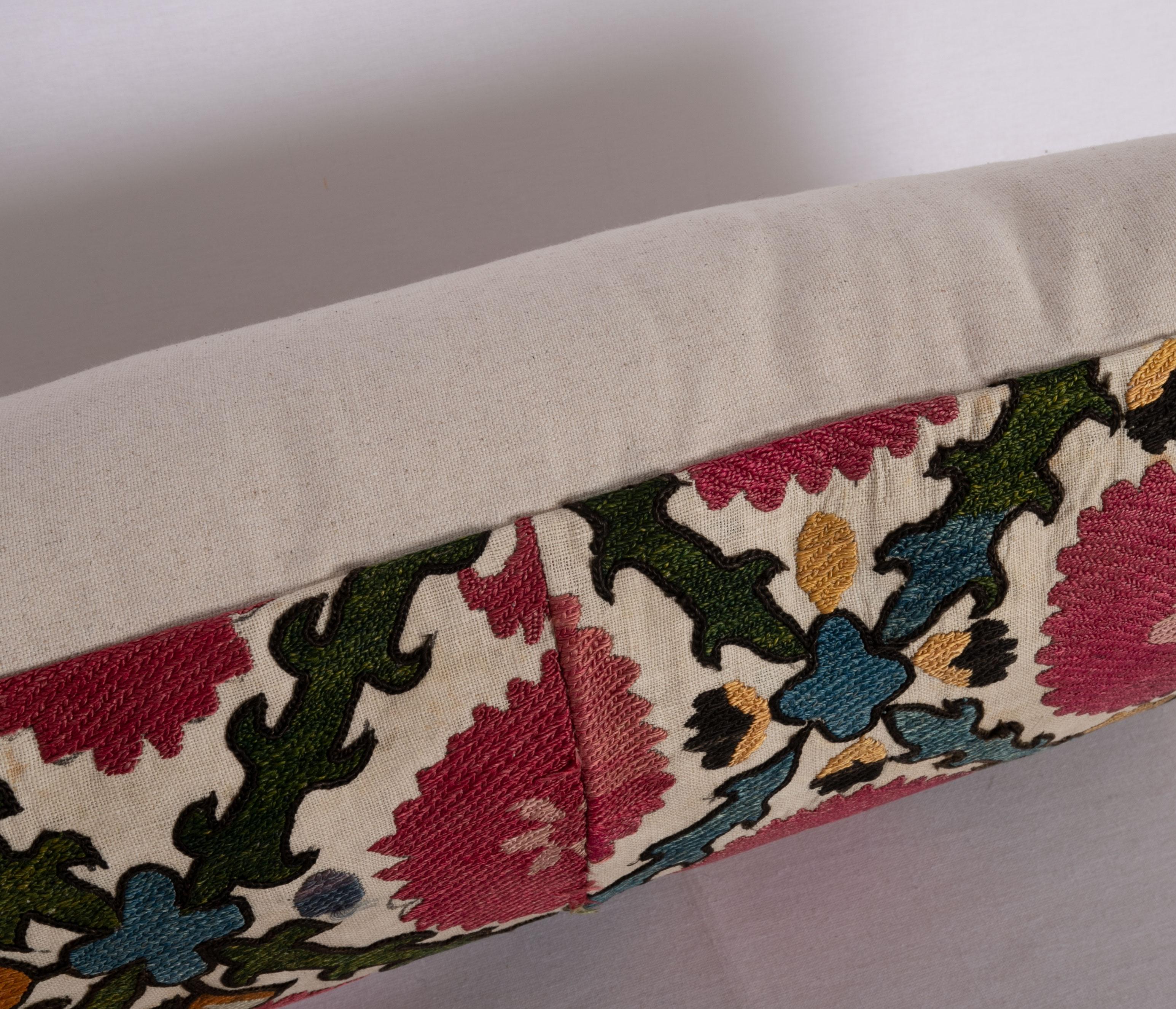 19th Century Antique Suzani Pillow Case Made from a 19th C. Ura Tube Suzani from Tajikistan,