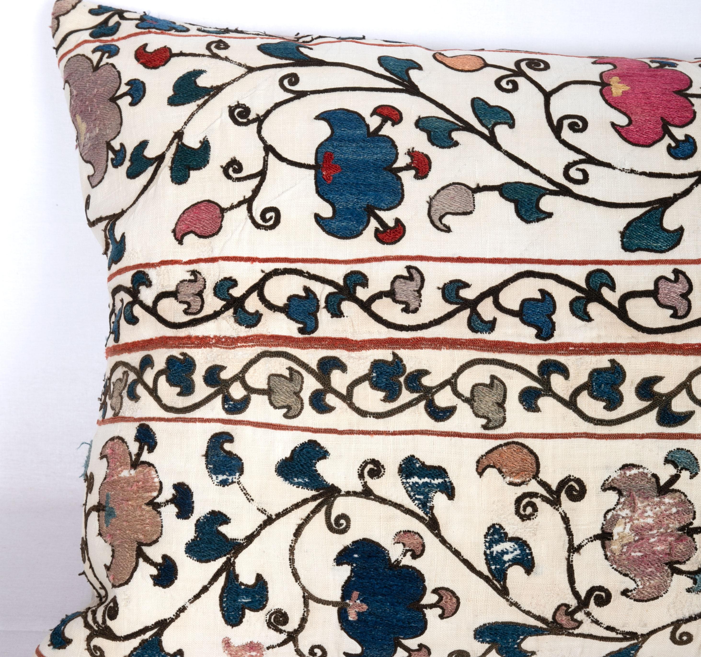 Embroidered Antique Suzani Pillow Case Made from a 19th Century Uzbek Suzani