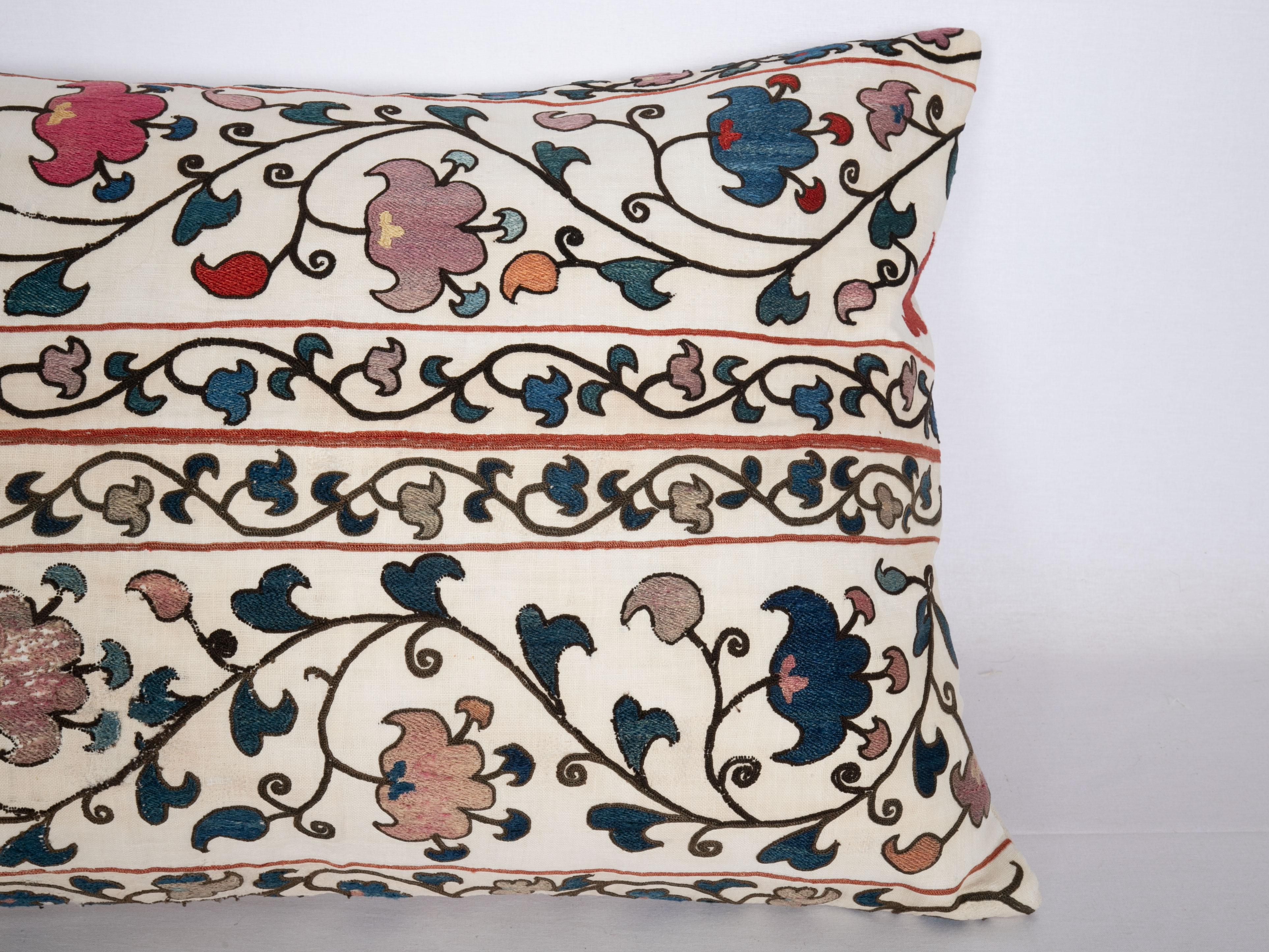 Antique Suzani Pillow Case Made from a 19th Century Uzbek Suzani In Fair Condition In Istanbul, TR