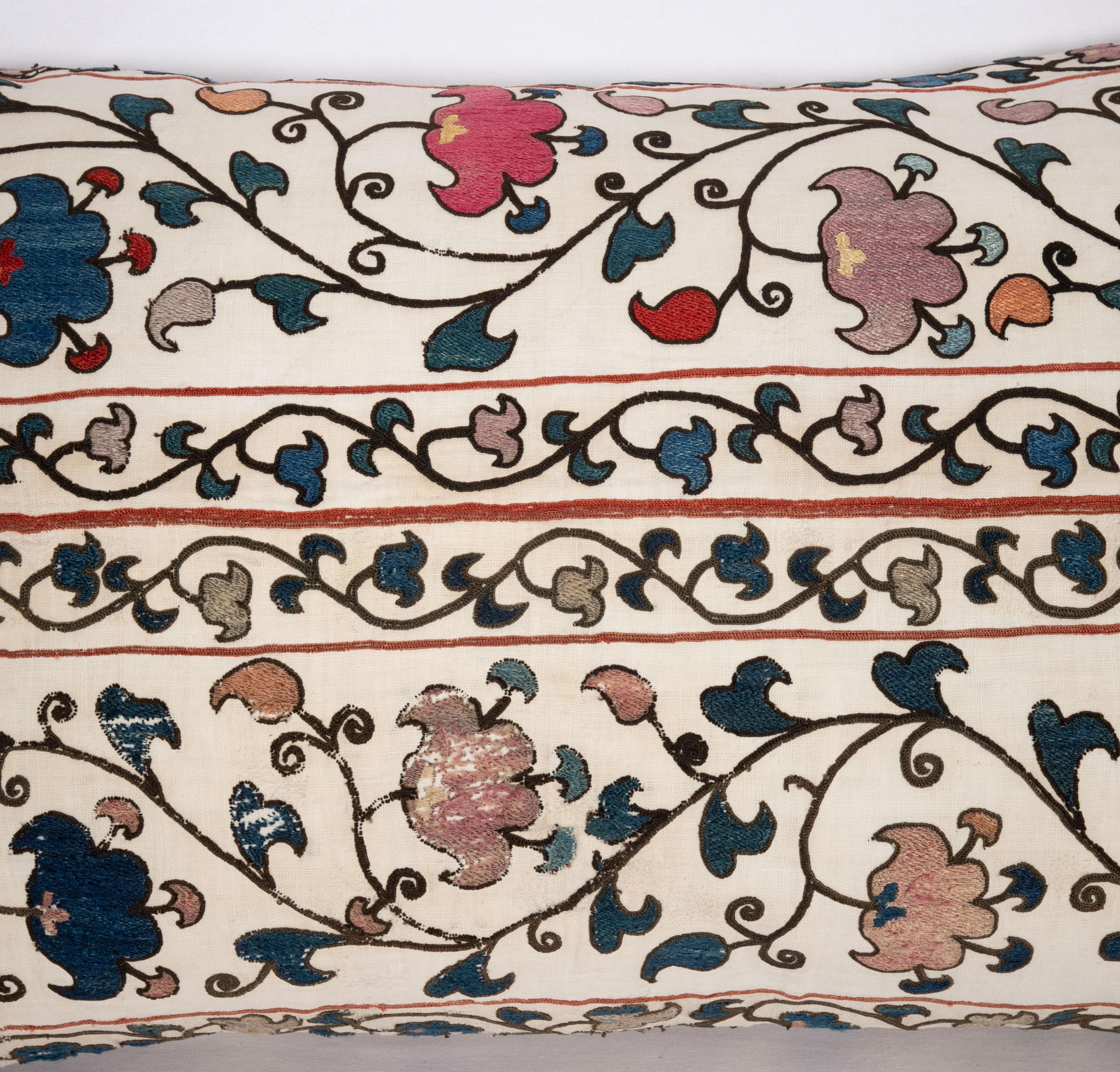 Silk Antique Suzani Pillow Case Made from a 19th Century Uzbek Suzani
