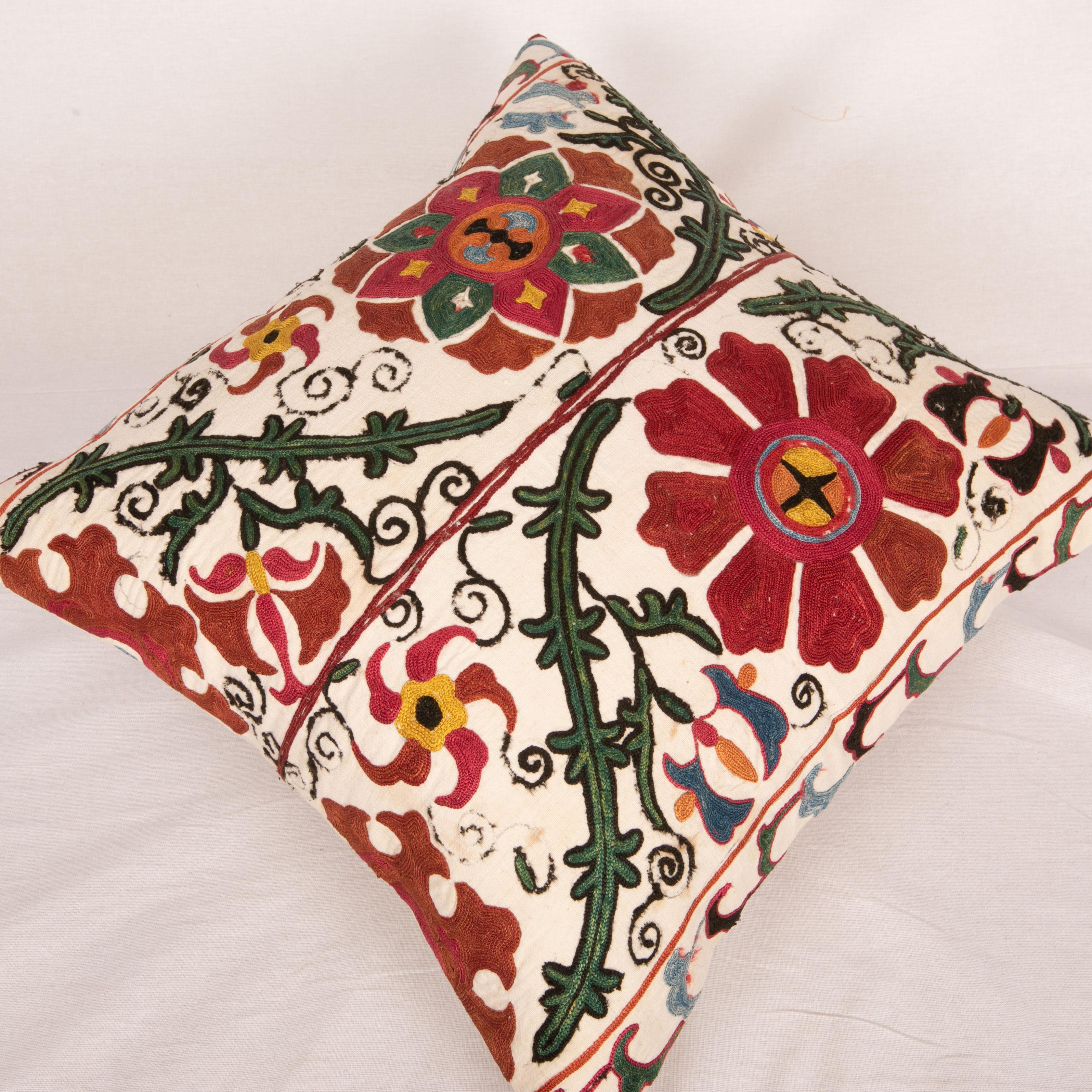 Silk Antique Suzani Pillow Case Made from a Late 19th C. Bukhara Suzani, Uzbekistan