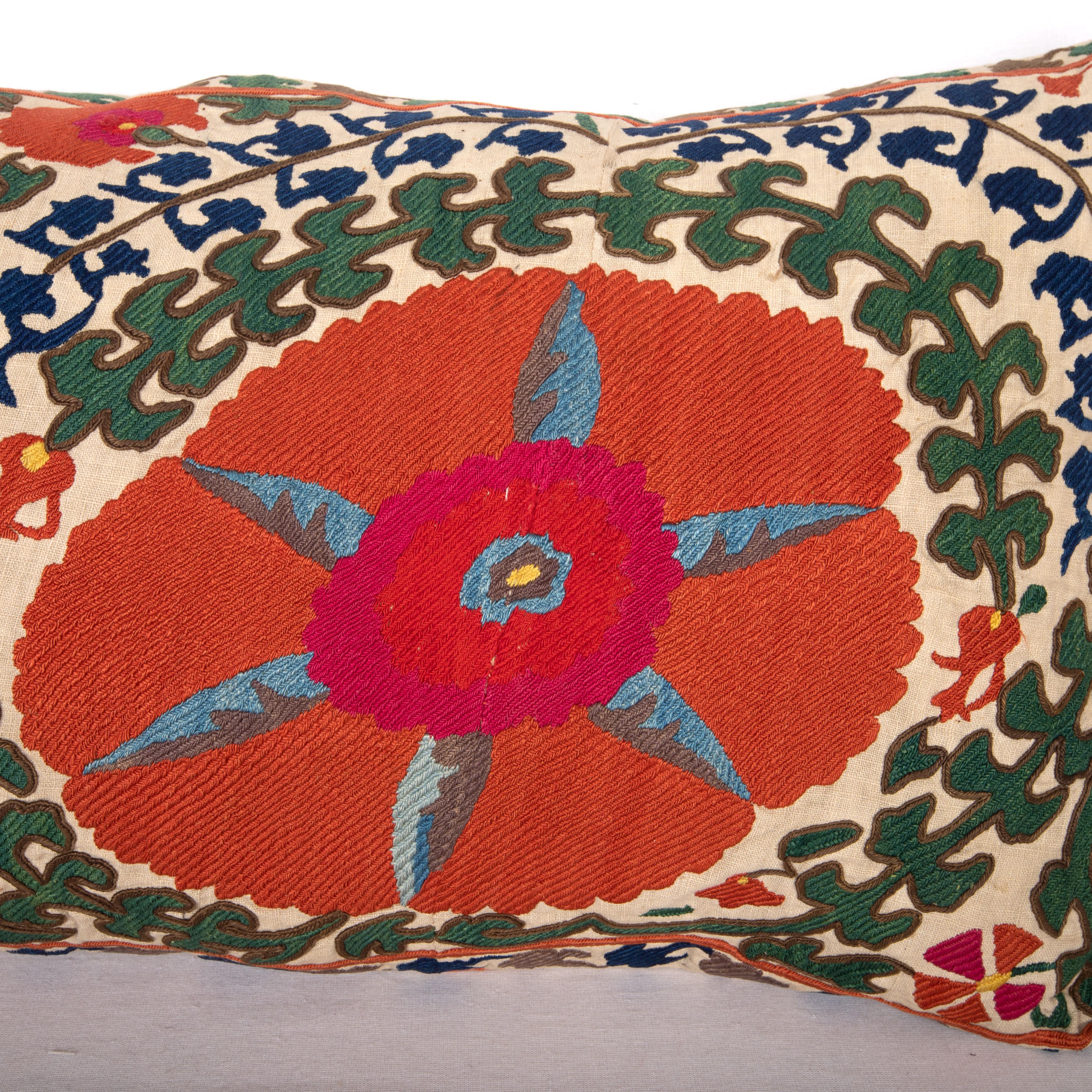 Antique Suzani Pillow Case Made from a Mid 1860s Bukhara Suzani In Good Condition In Istanbul, TR
