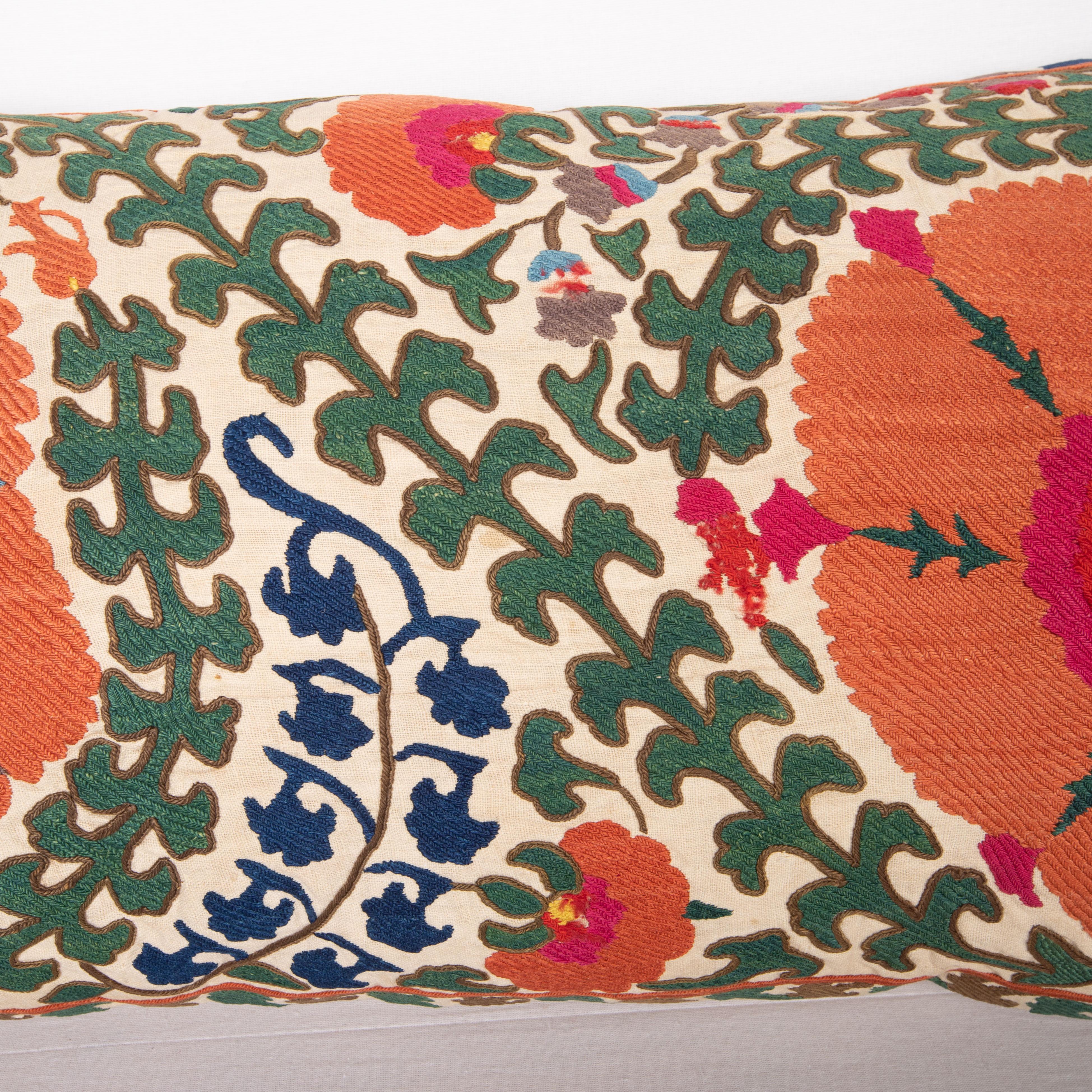 Antique Suzani Pillow Case Made from a Mid 1860s Bukhara Suzani In Good Condition In Istanbul, TR