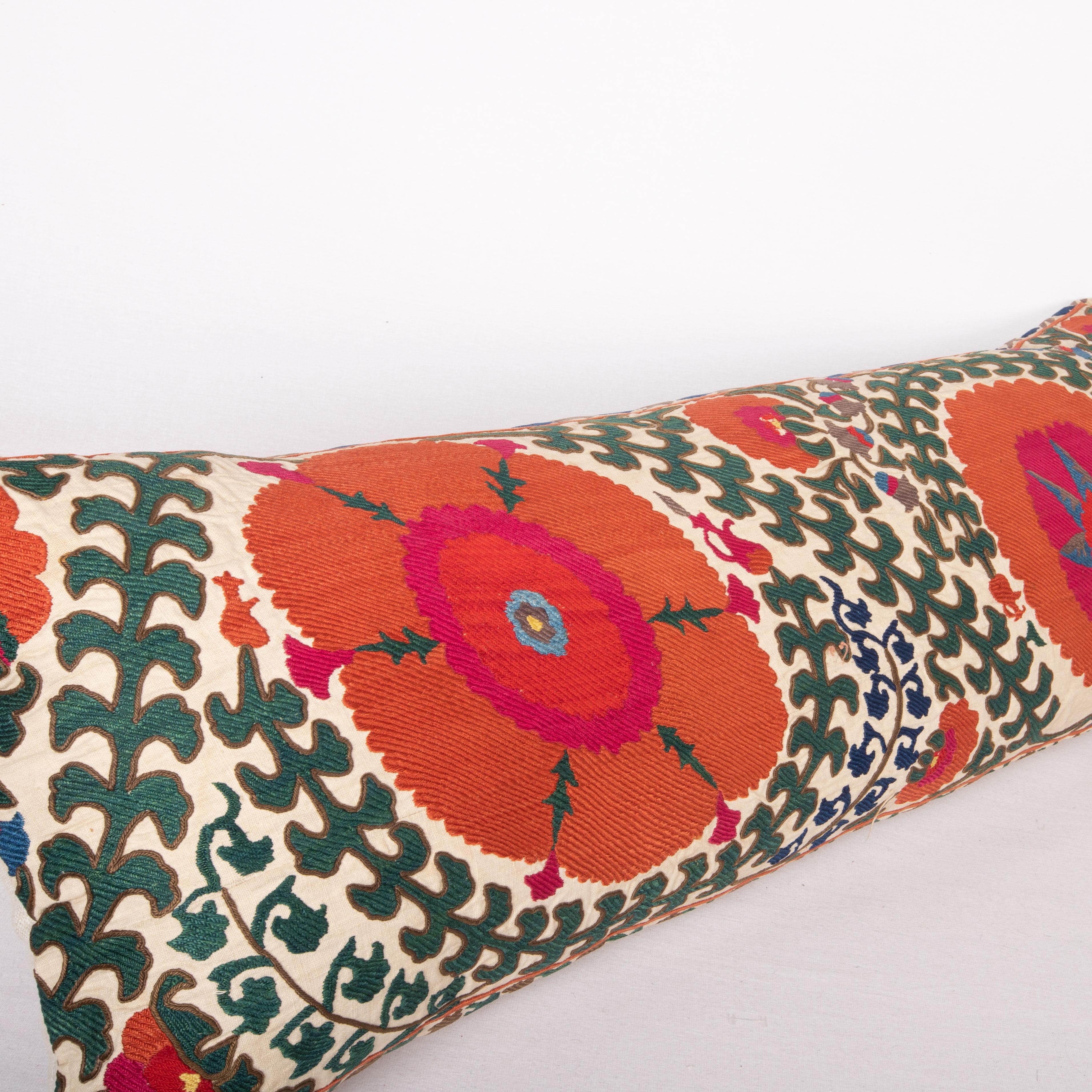 Silk Antique Suzani Pillow Case Made from a Mid-1860s Bukhara Suzani