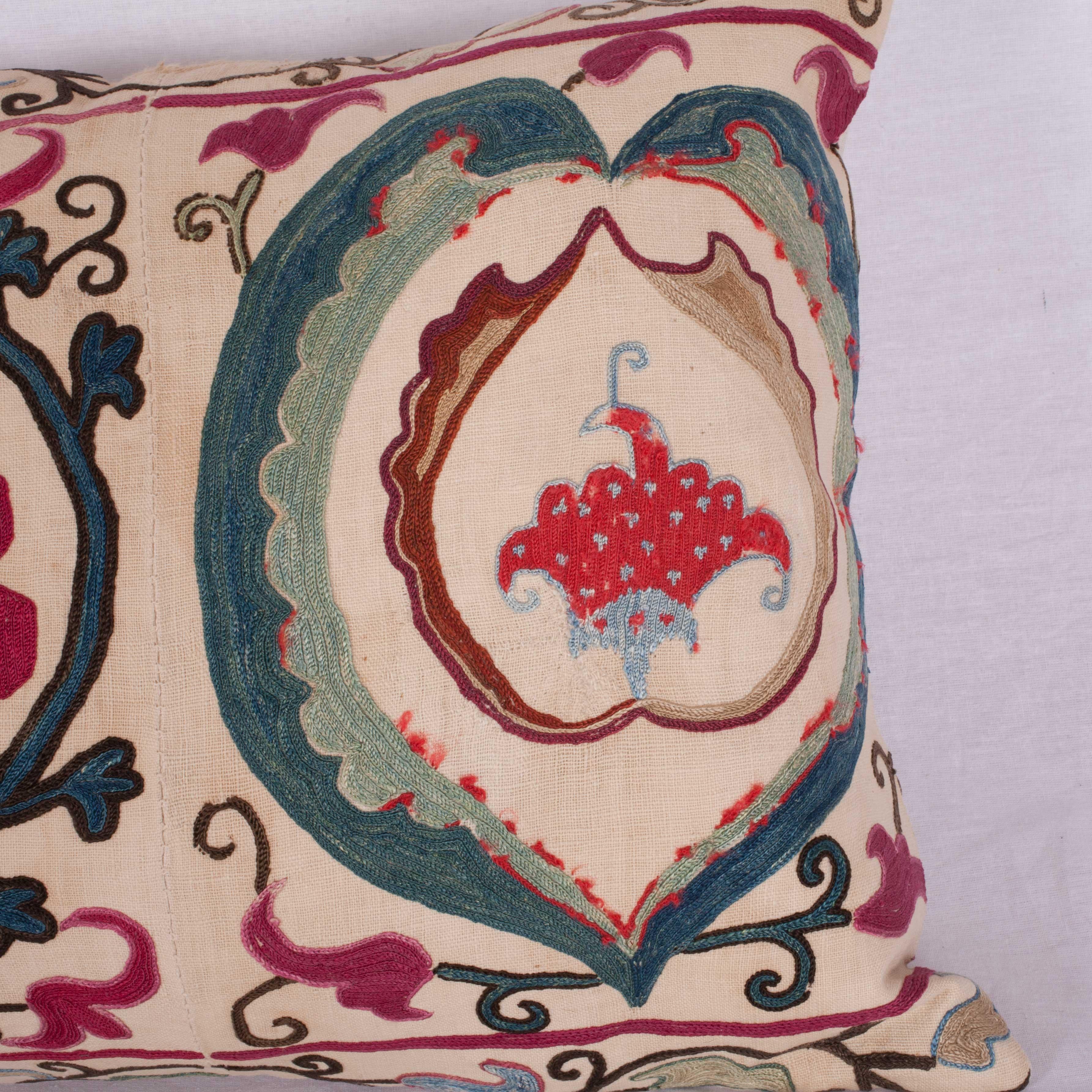 Antique Suzani Pillow Case made from a Suzani from Bukhara Uzbekistan In Good Condition In Istanbul, TR