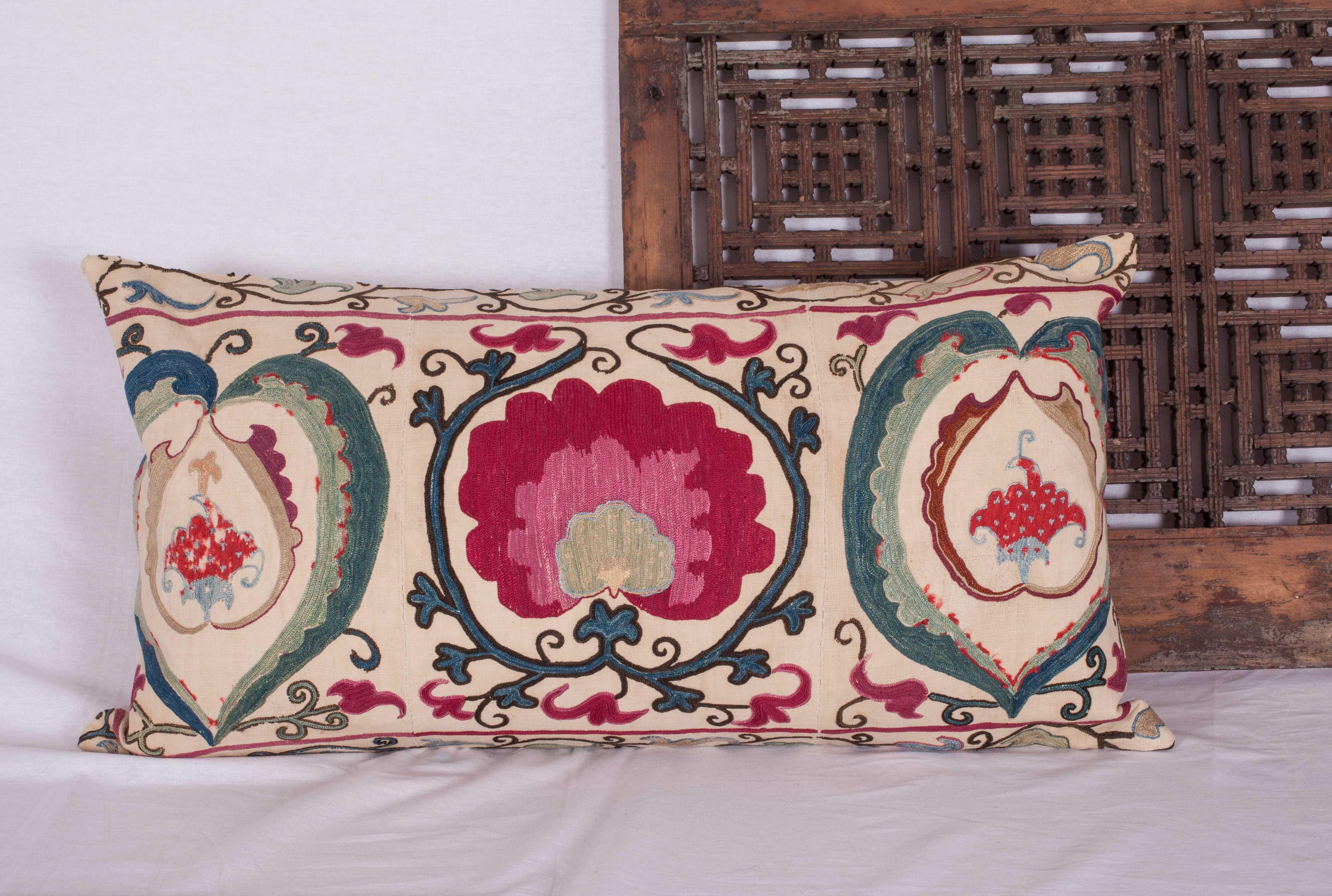Silk Antique Suzani Pillow Case made from a Suzani from Bukhara Uzbekistan