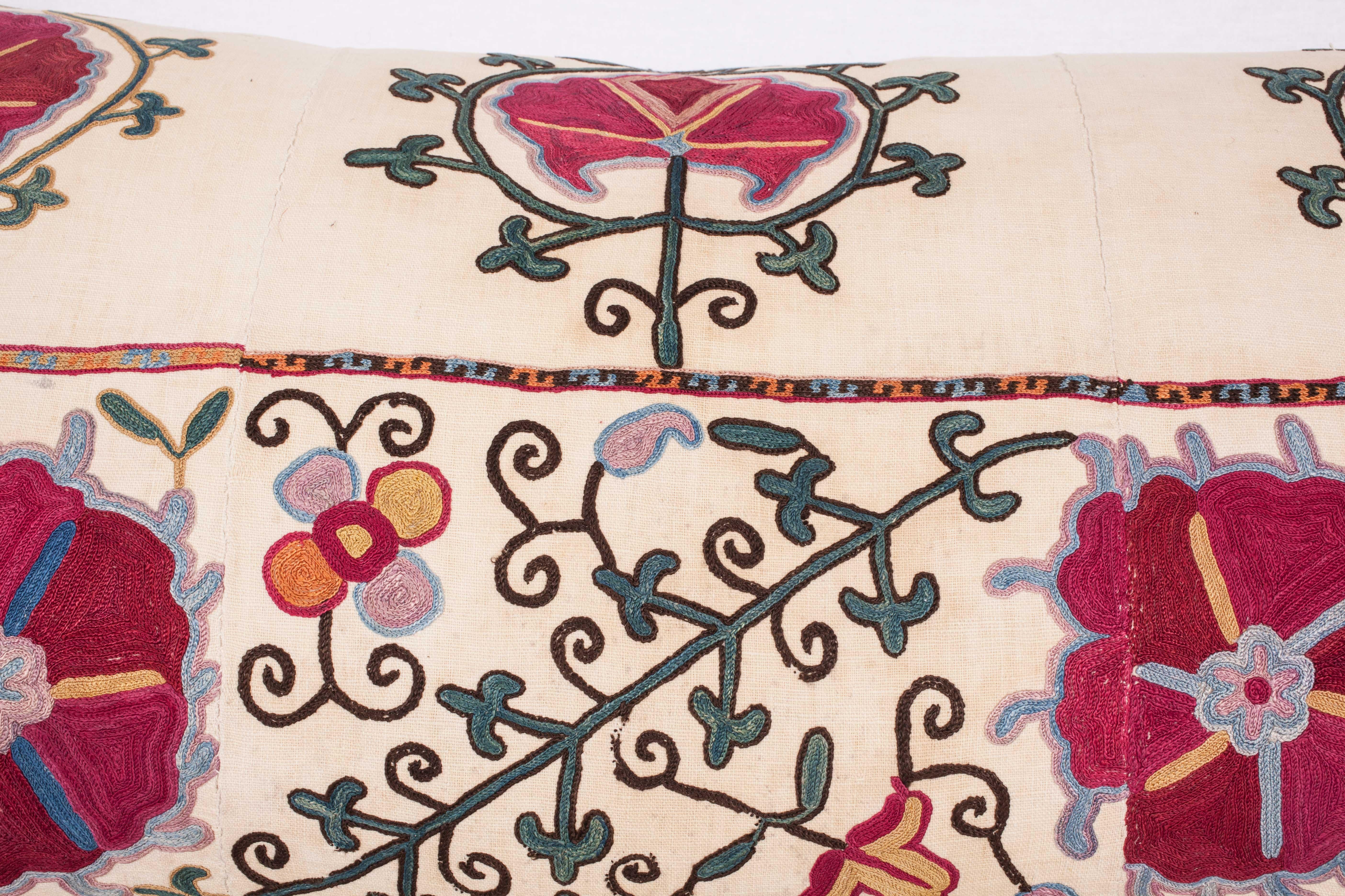 Embroidered Antique Suzani Pillow Case made from a Suzani from Bukhra, Uzbekistan