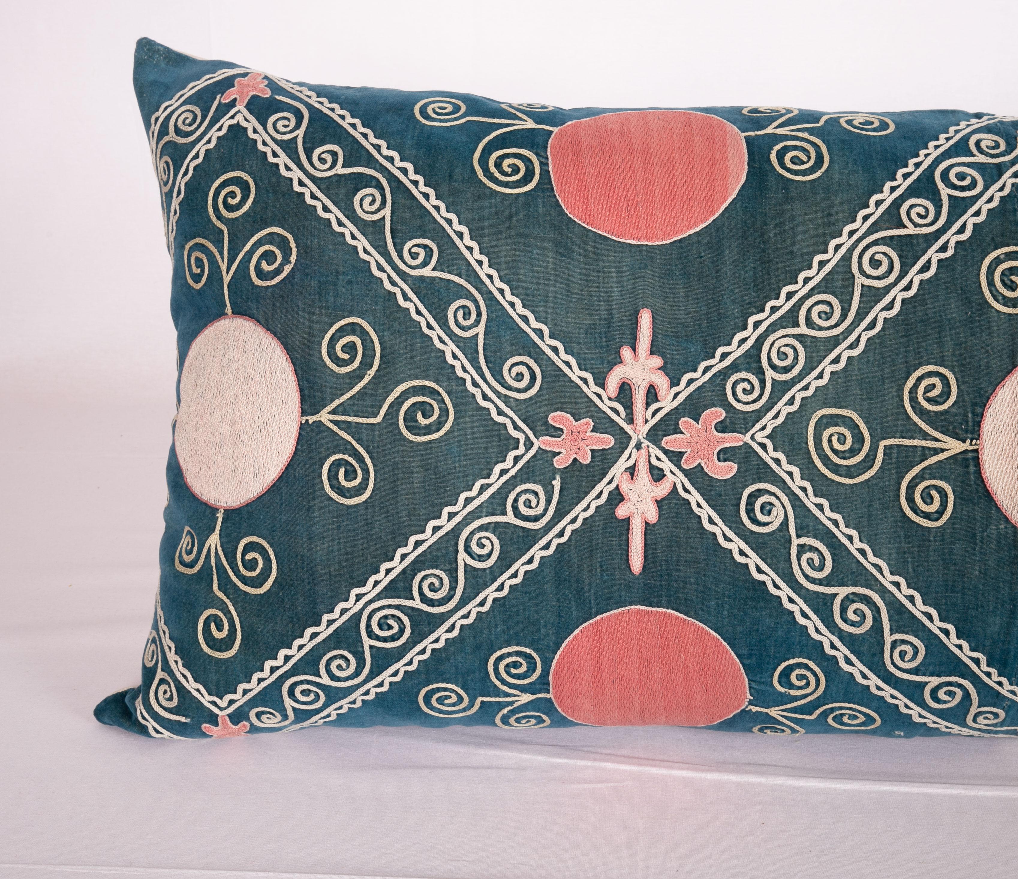 Uzbek Antique Suzani Pillow Case Made from an Early 20th Century Velvet Suzani