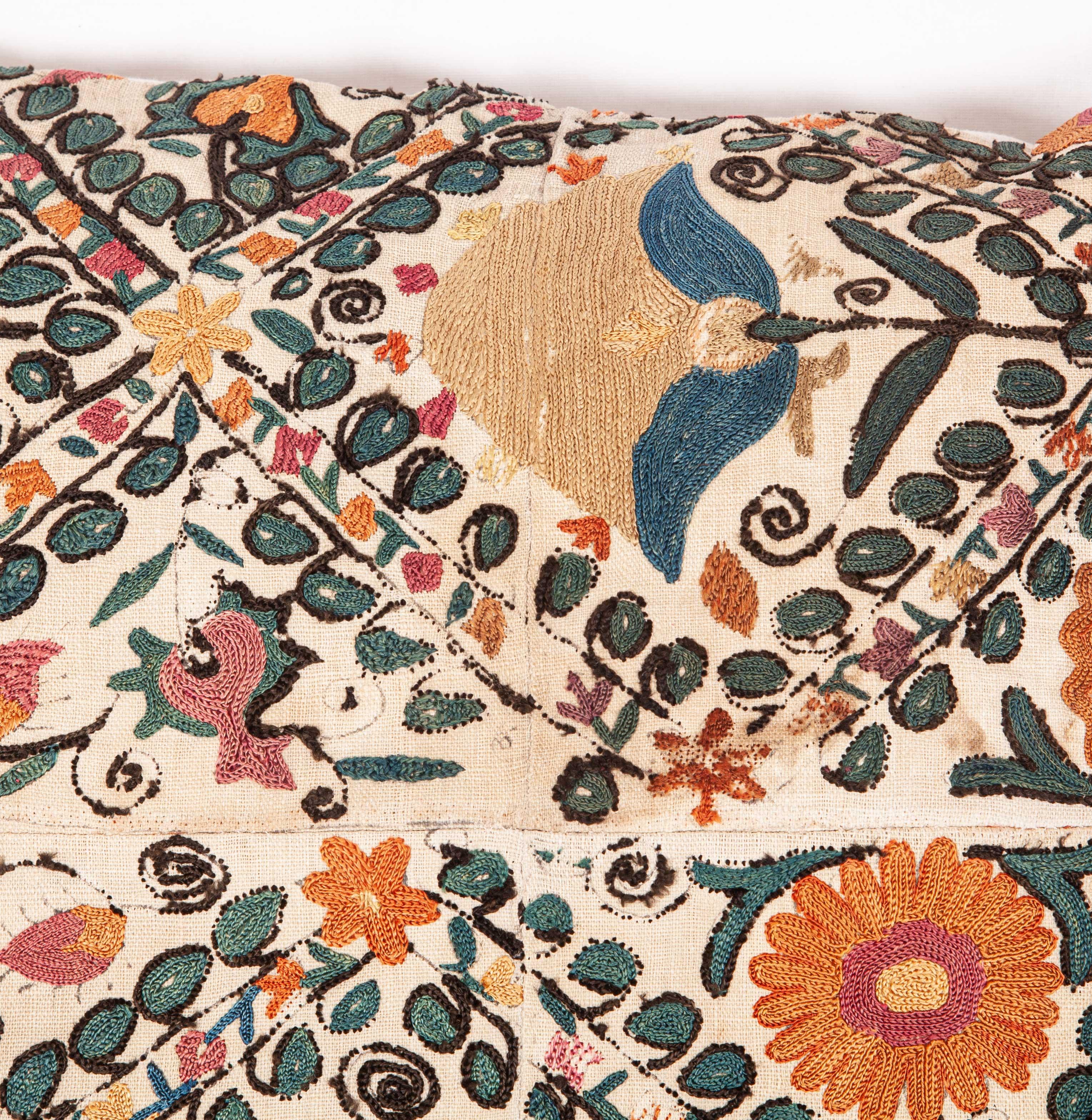 Uzbek Antique Suzani Pillow Cases Fashioned from 19th Century Bukhara Suzani Fragment