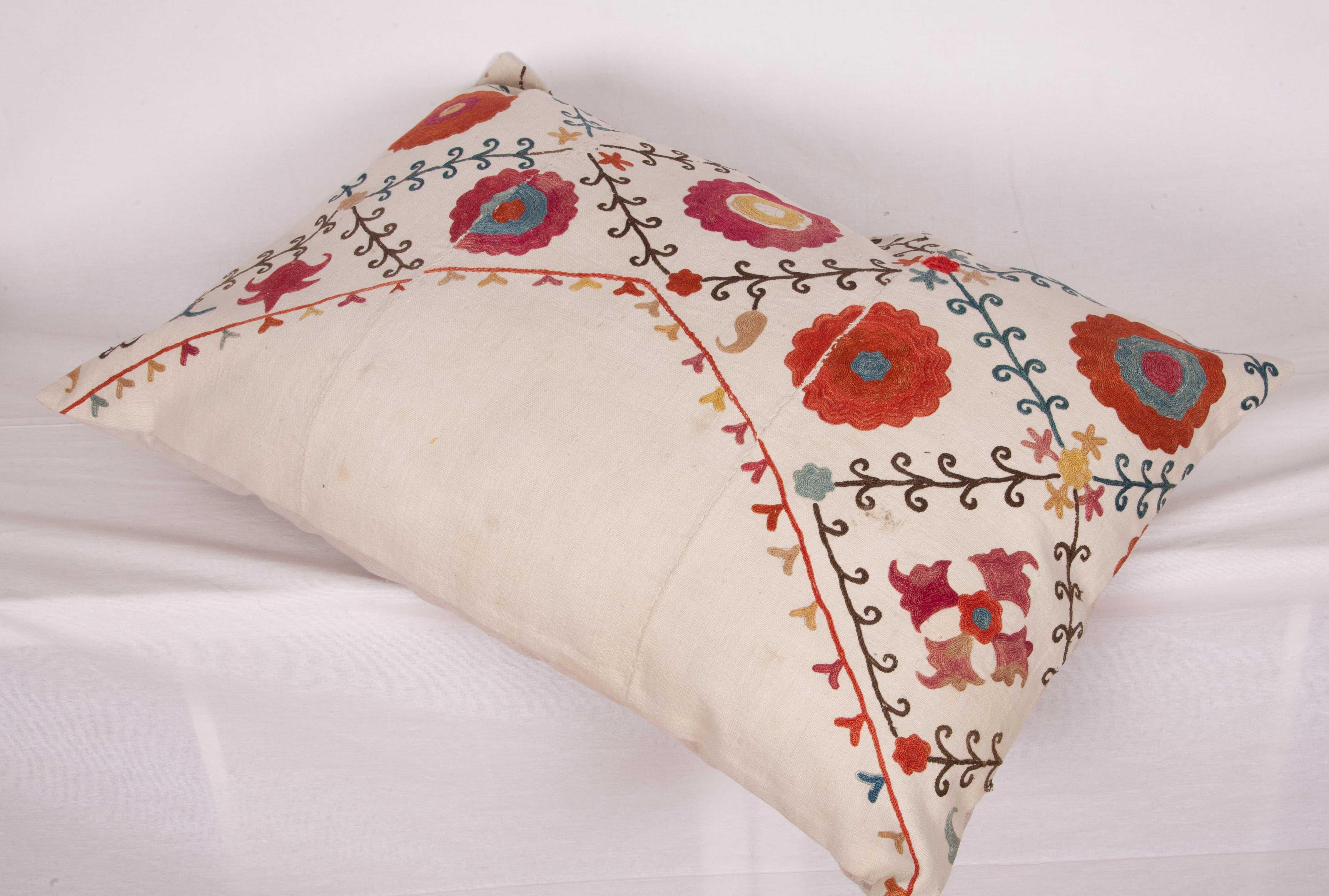 Embroidered Antique Suzani Pillow Cases Fashioned from 19th Century Bukhara Suzani Fragment