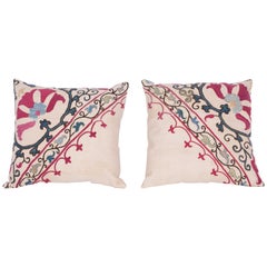 Antique Suzani Pillow Cases Fashioned from a 19th Century Uzbek Bukhara Suzani