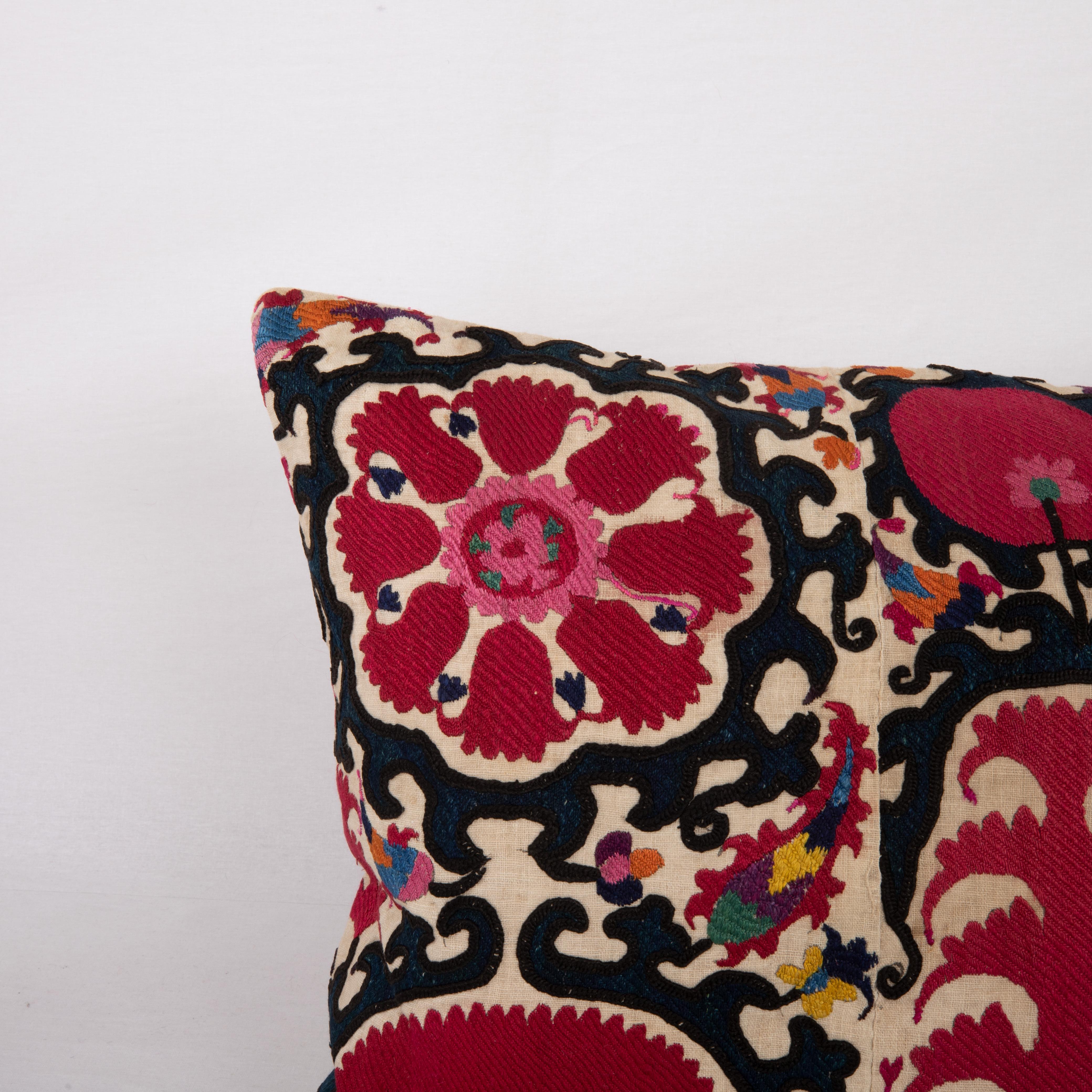 Uzbek Antique Suzani Pillow Cover, Made from a late 19th C. Tajik Suzani For Sale