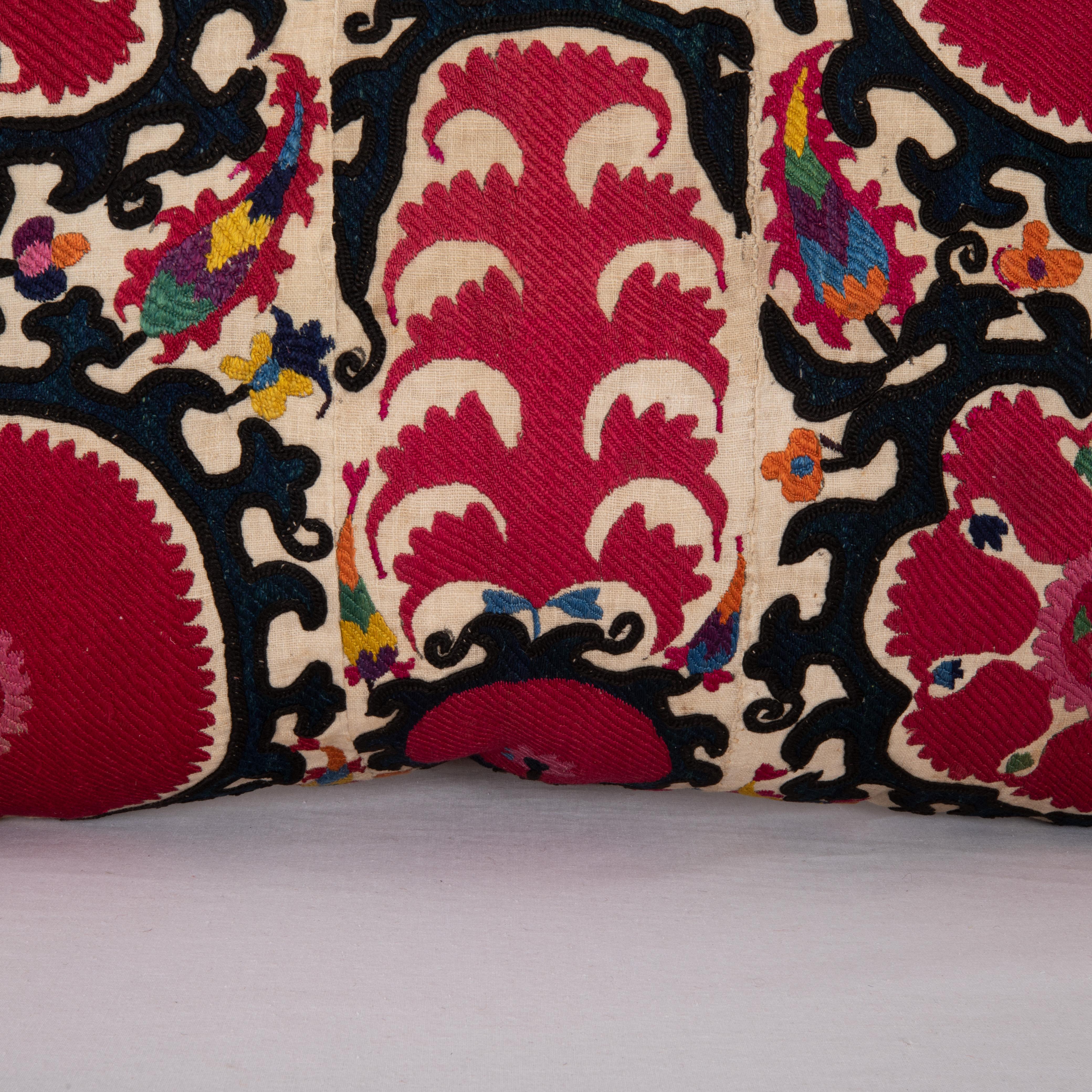 19th Century Antique Suzani Pillow Cover, Made from a late 19th C. Tajik Suzani For Sale
