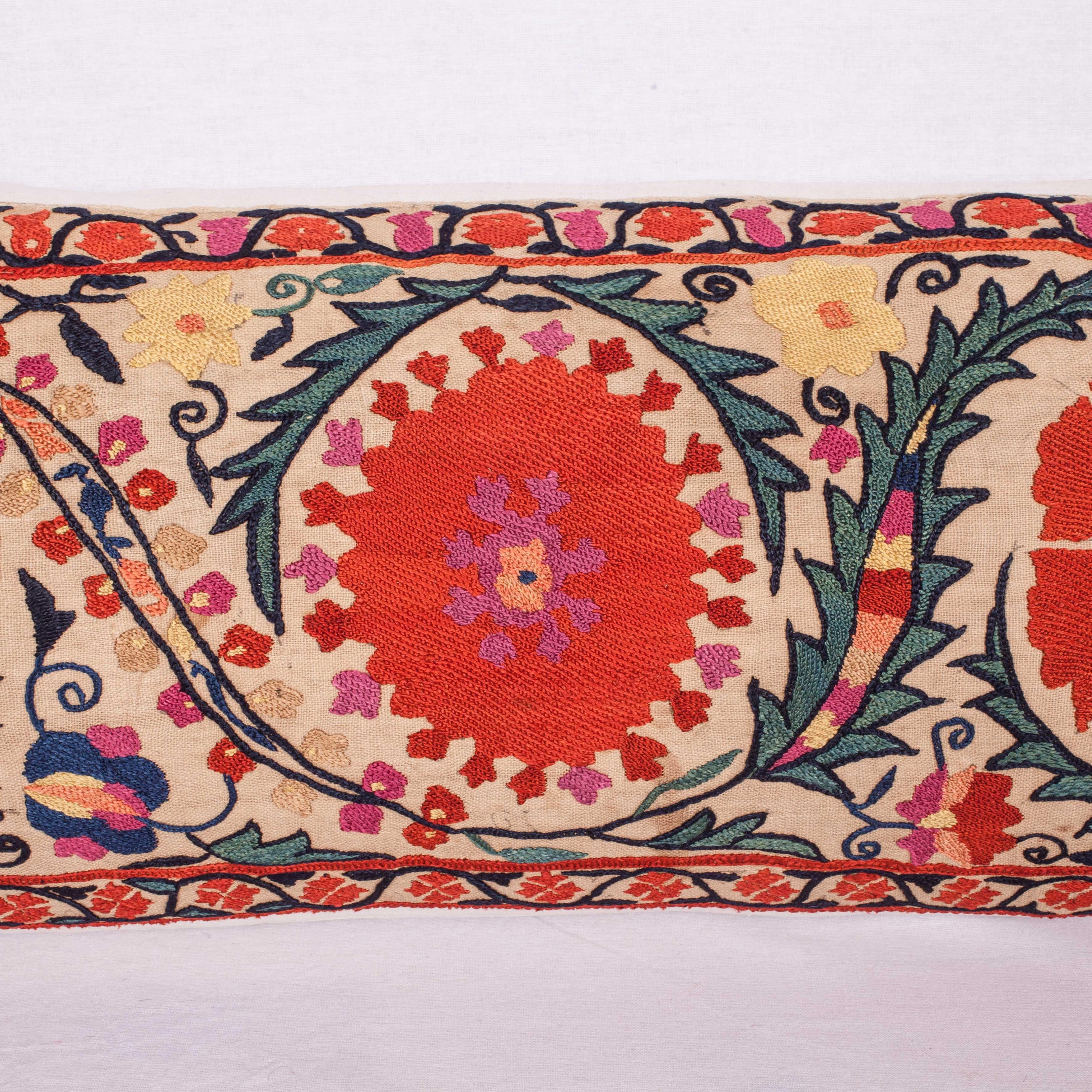 Uzbek Antique Suzani Pillow Fashioned from a 19th Century, Nurata Suzani