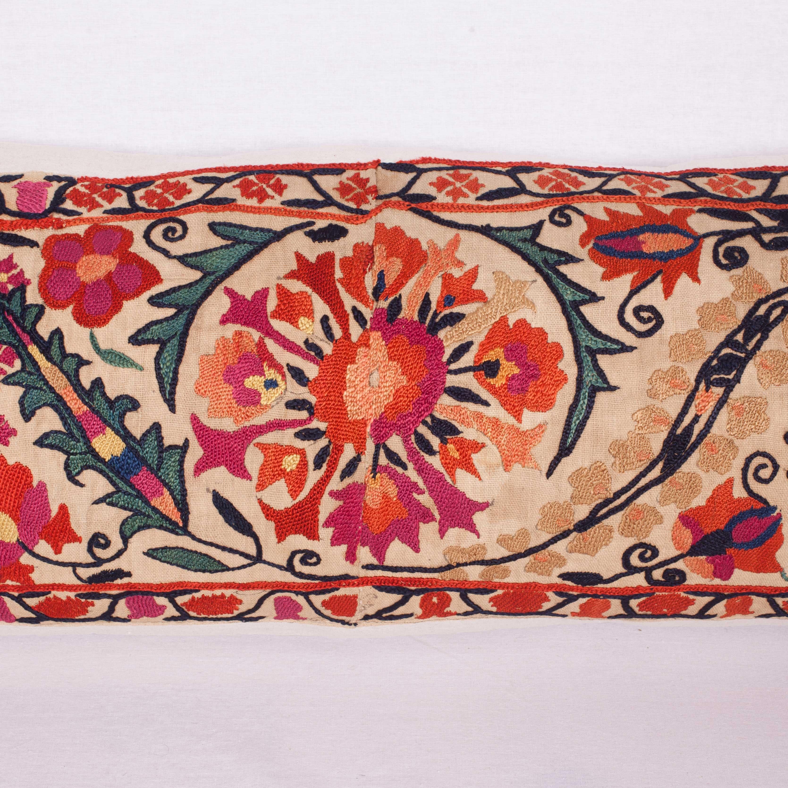 Uzbek Antique Suzani Pillow Fashioned from a 19th Century Nurata Suzani