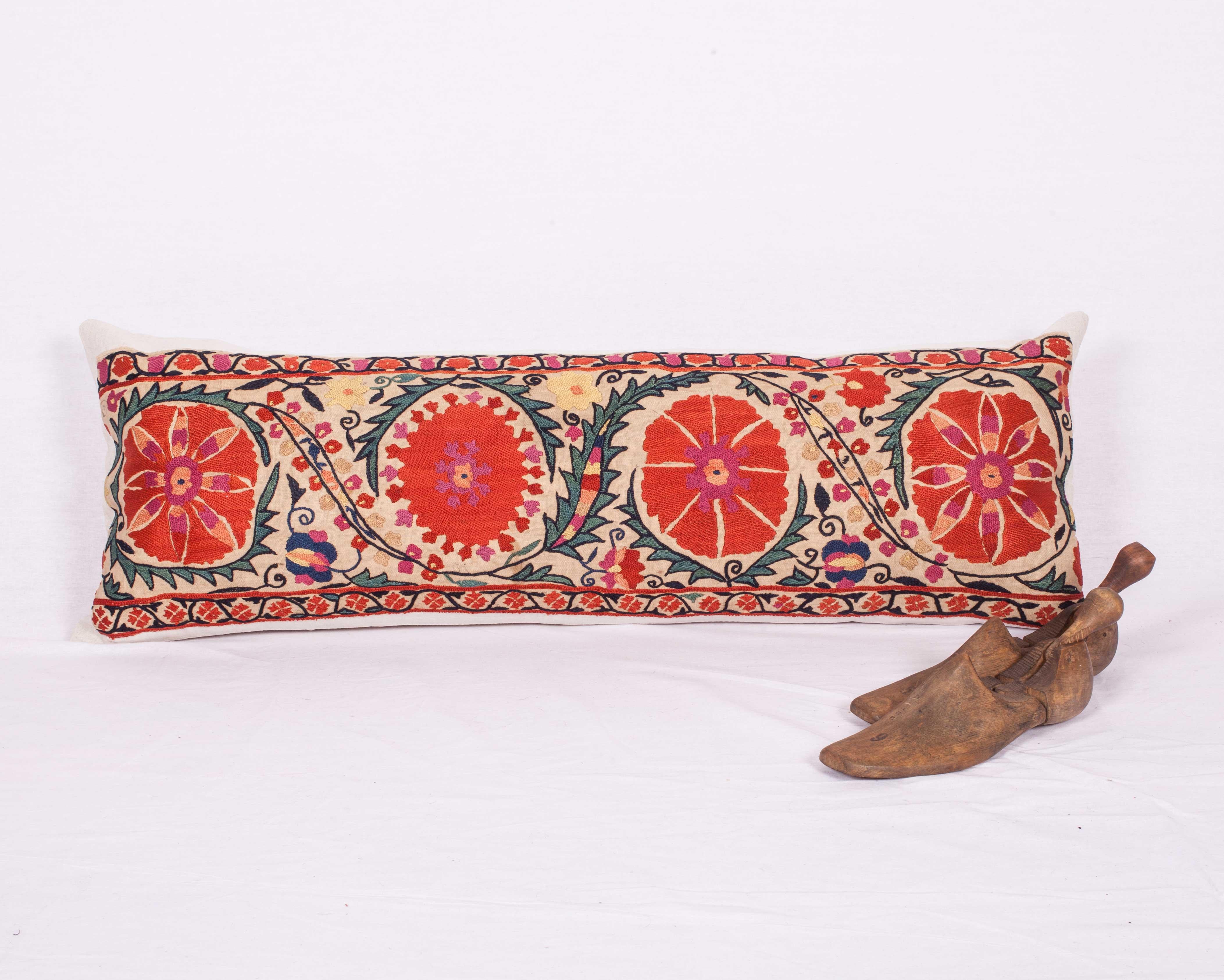 Embroidered Antique Suzani Pillow Fashioned from a 19th Century, Nurata Suzani