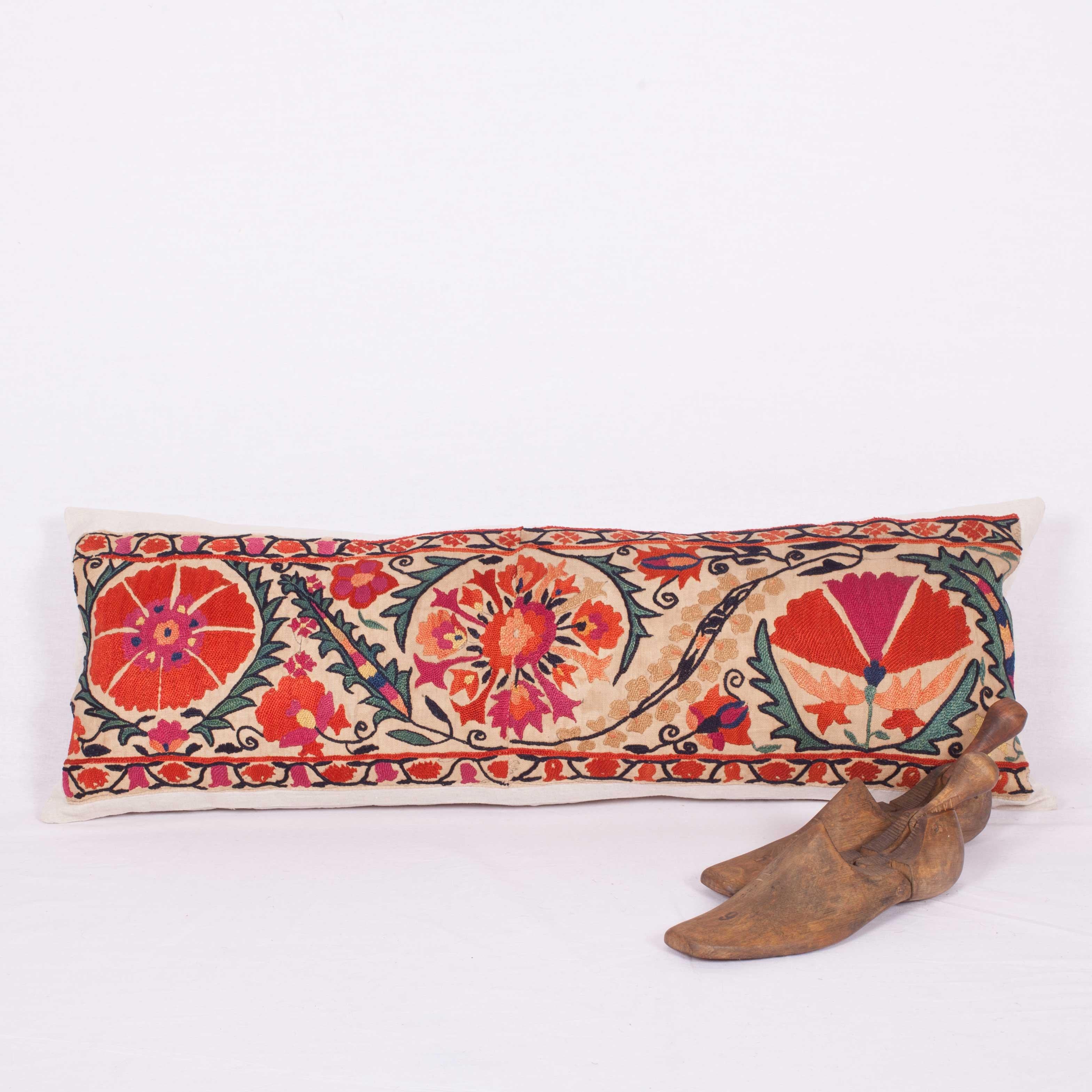 Antique Suzani Pillow Fashioned from a 19th Century Nurata Suzani In Good Condition In Istanbul, TR