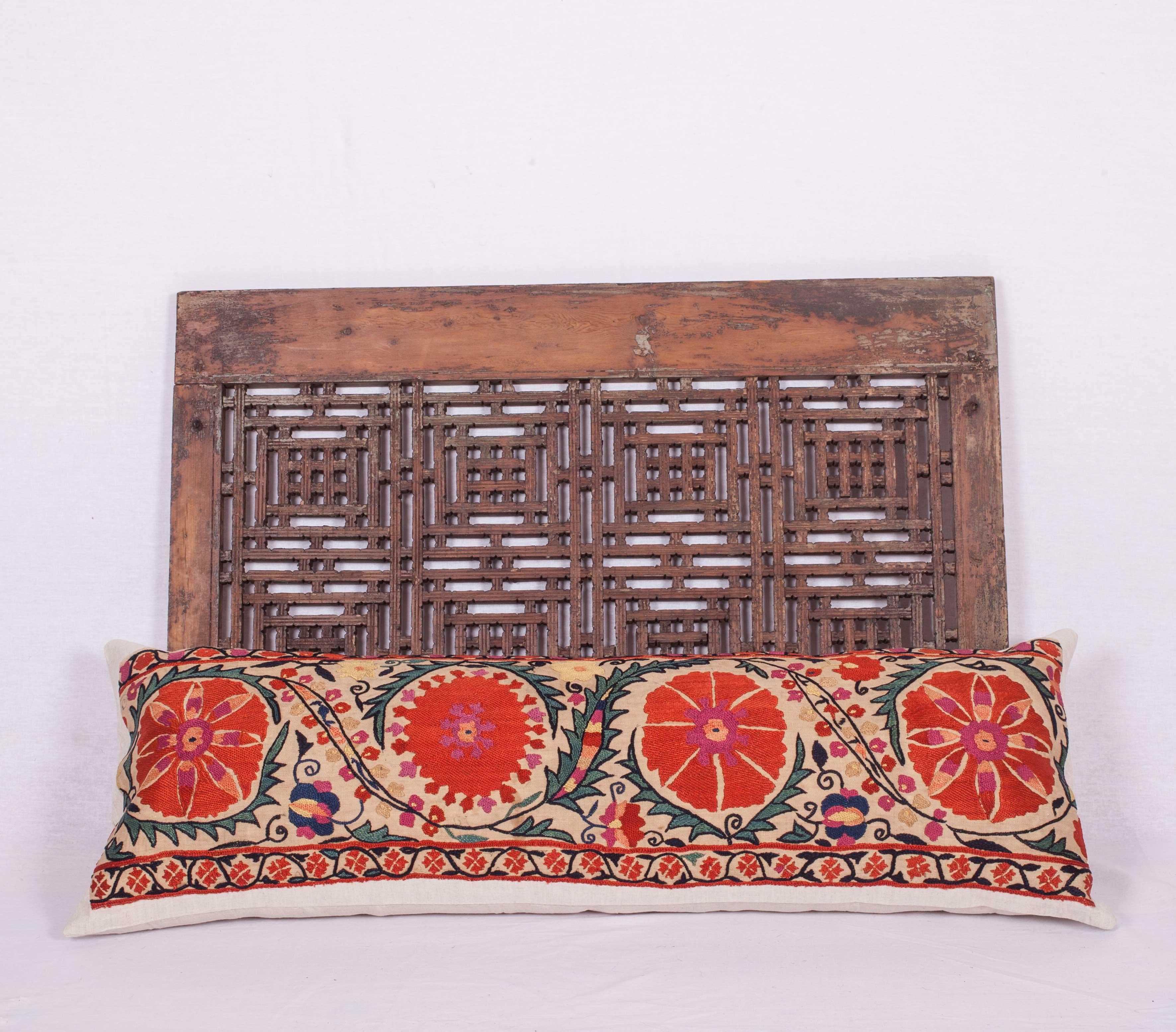Cotton Antique Suzani Pillow Fashioned from a 19th Century, Nurata Suzani
