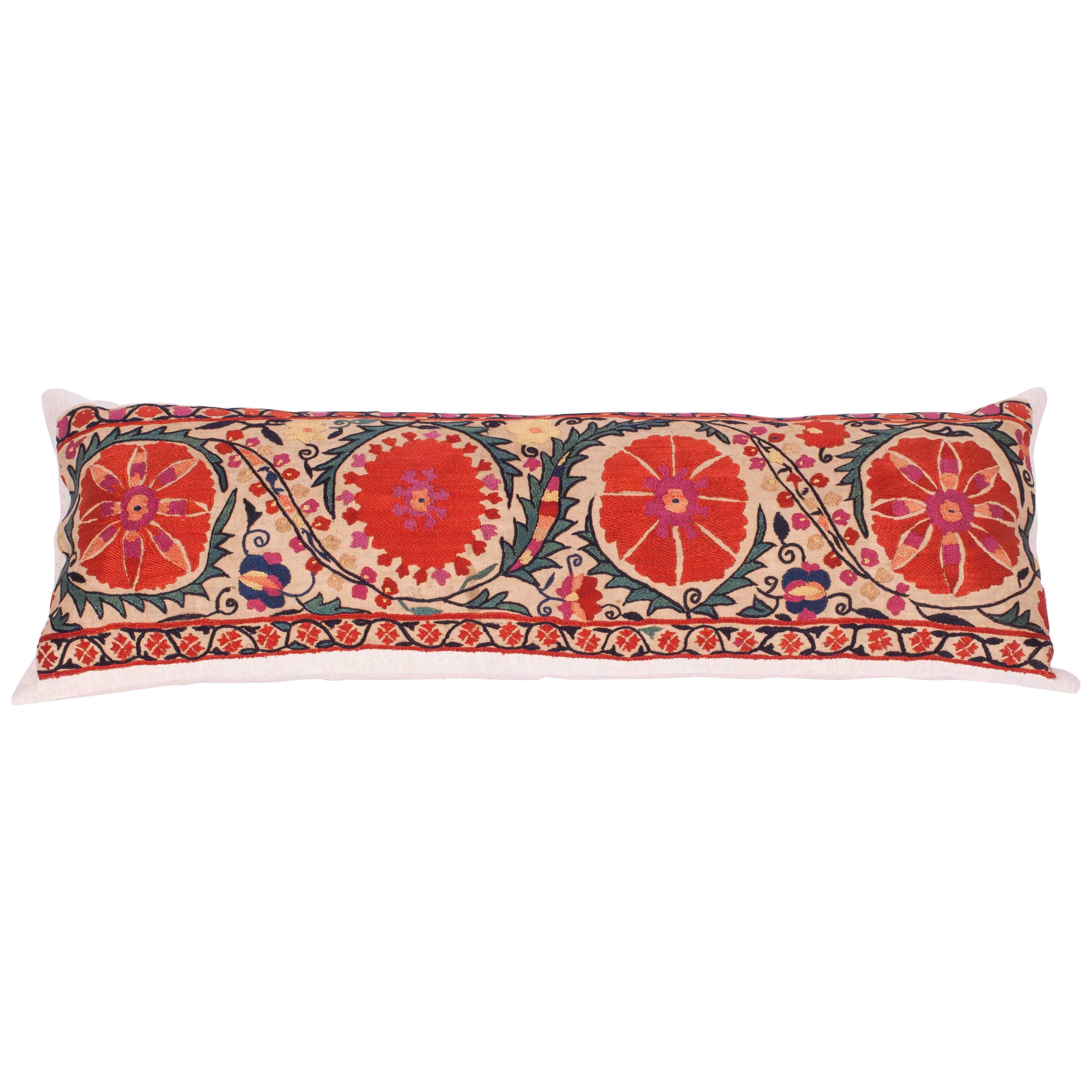 Antique Suzani Pillow Fashioned from a 19th Century, Nurata Suzani