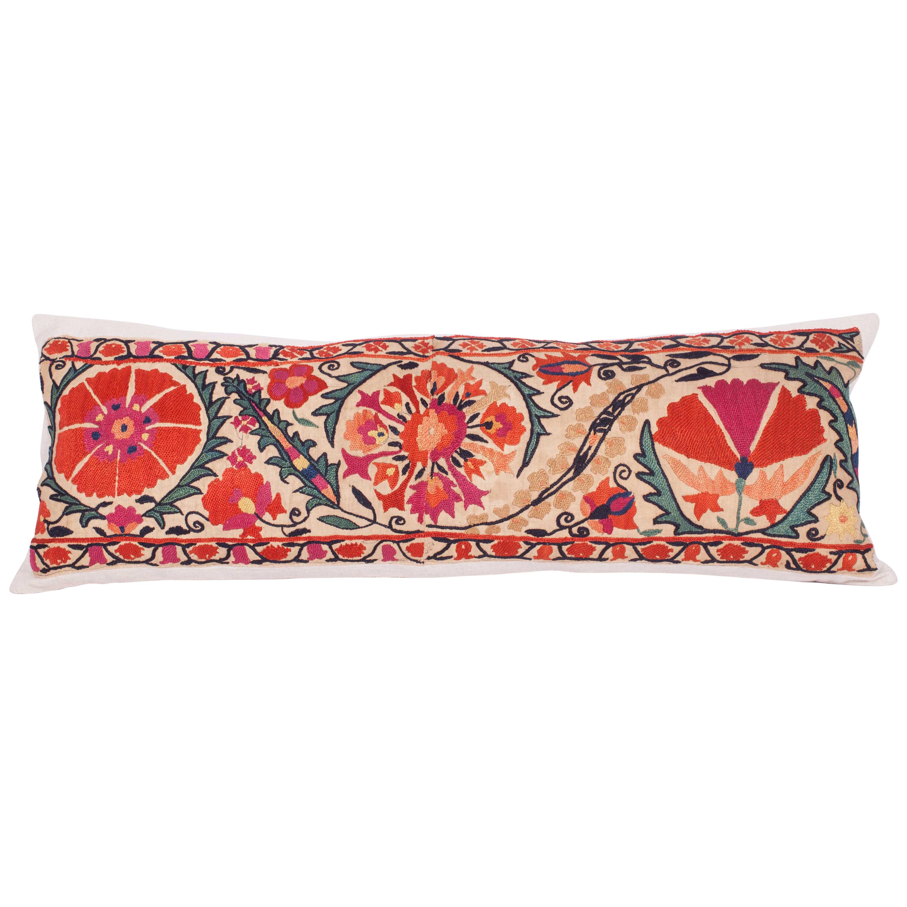 Antique Suzani Pillow Fashioned from a 19th Century Nurata Suzani