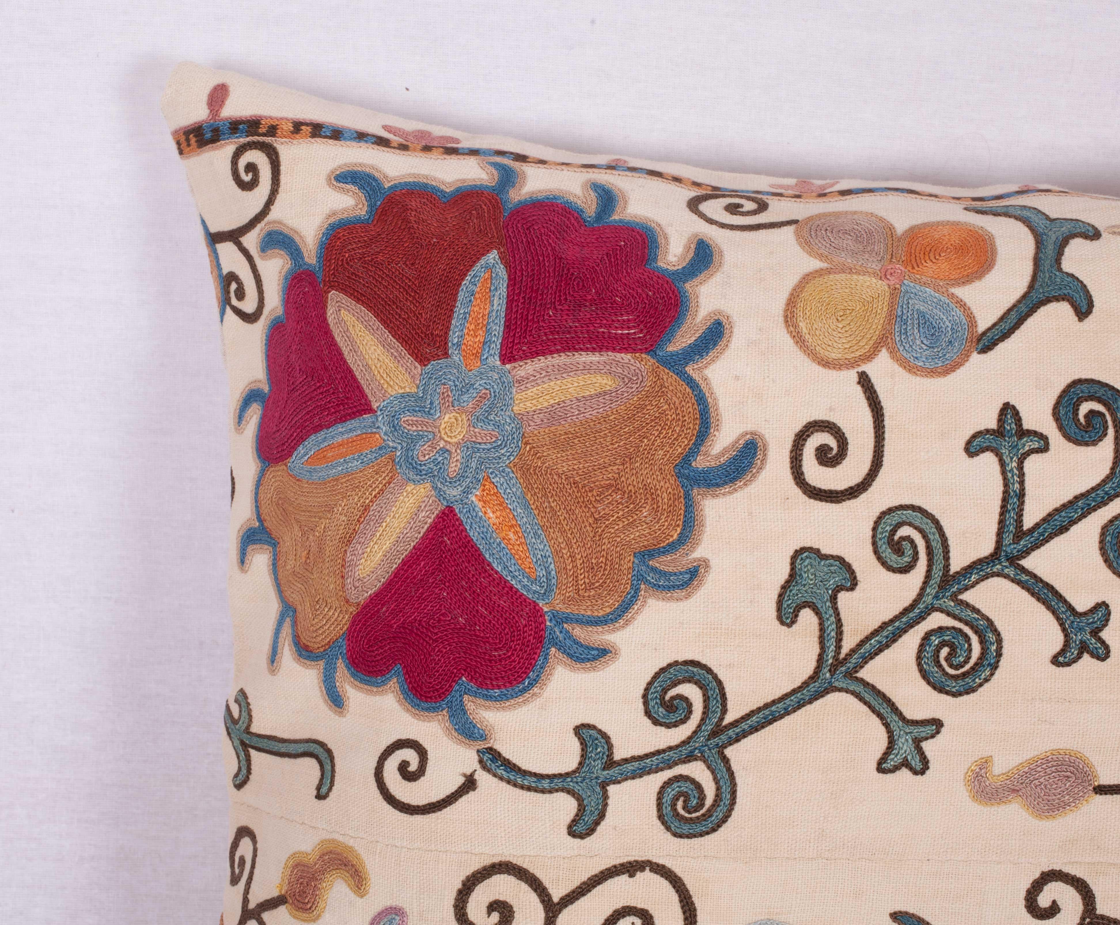 Antique Suzani Pillow Fashioned from a 19th Century Uzbek Bukhara Suzani In Good Condition In Istanbul, TR