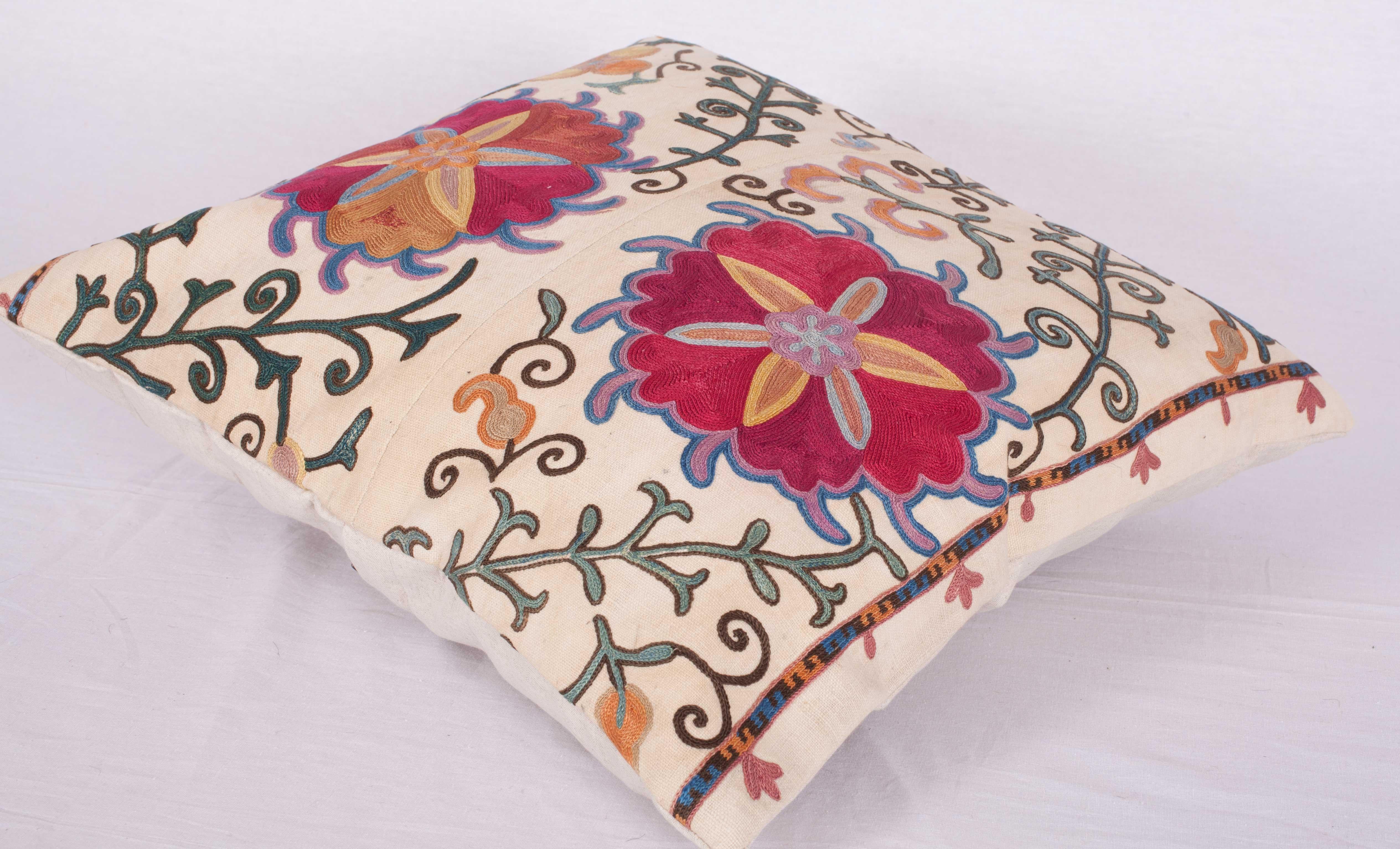 Silk Antique Suzani Pillow Fashioned from a 19th Century Uzbek Bukhara Suzani