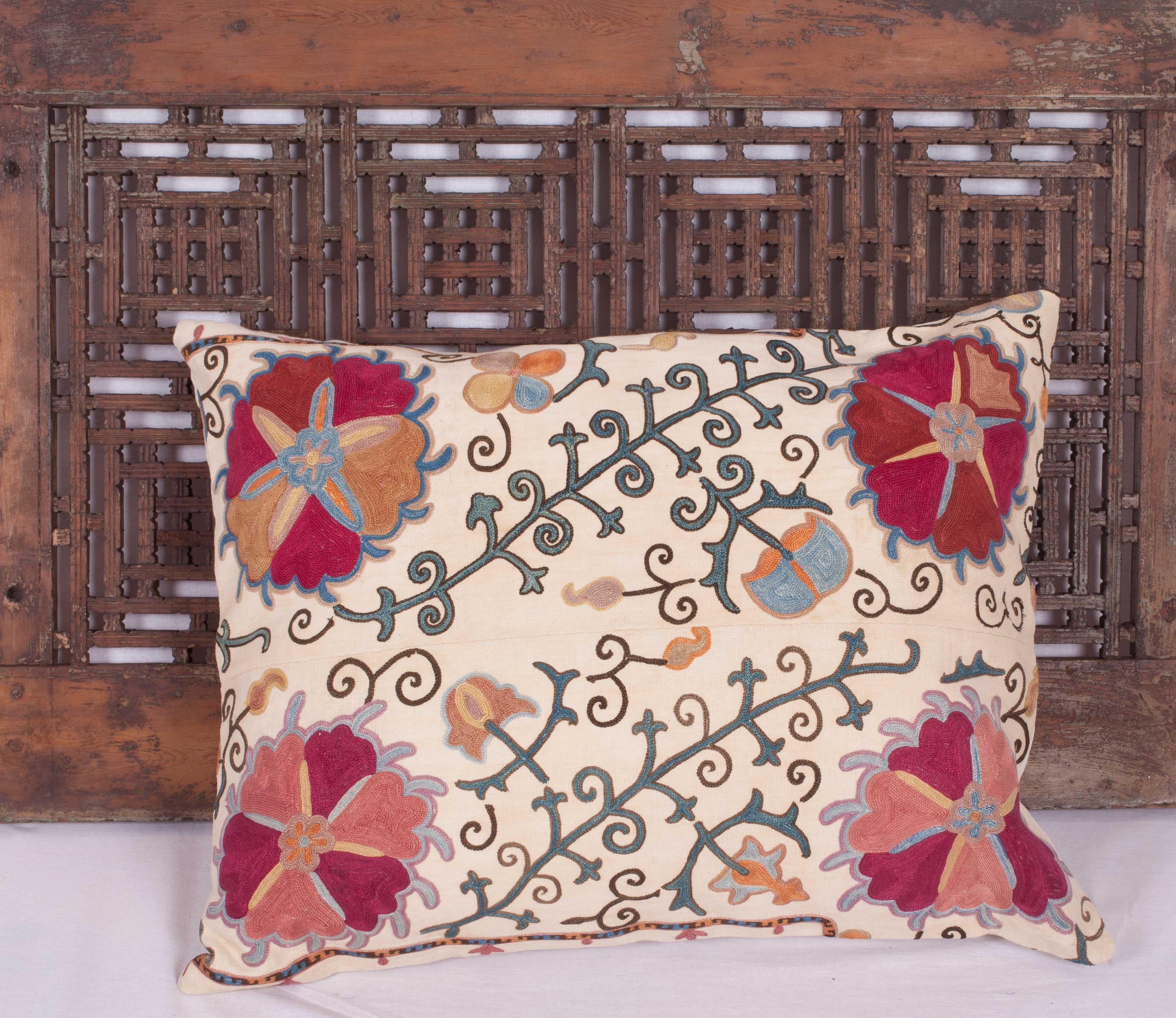Antique Suzani Pillow Fashioned from a 19th Century Uzbek Bukhara Suzani 3