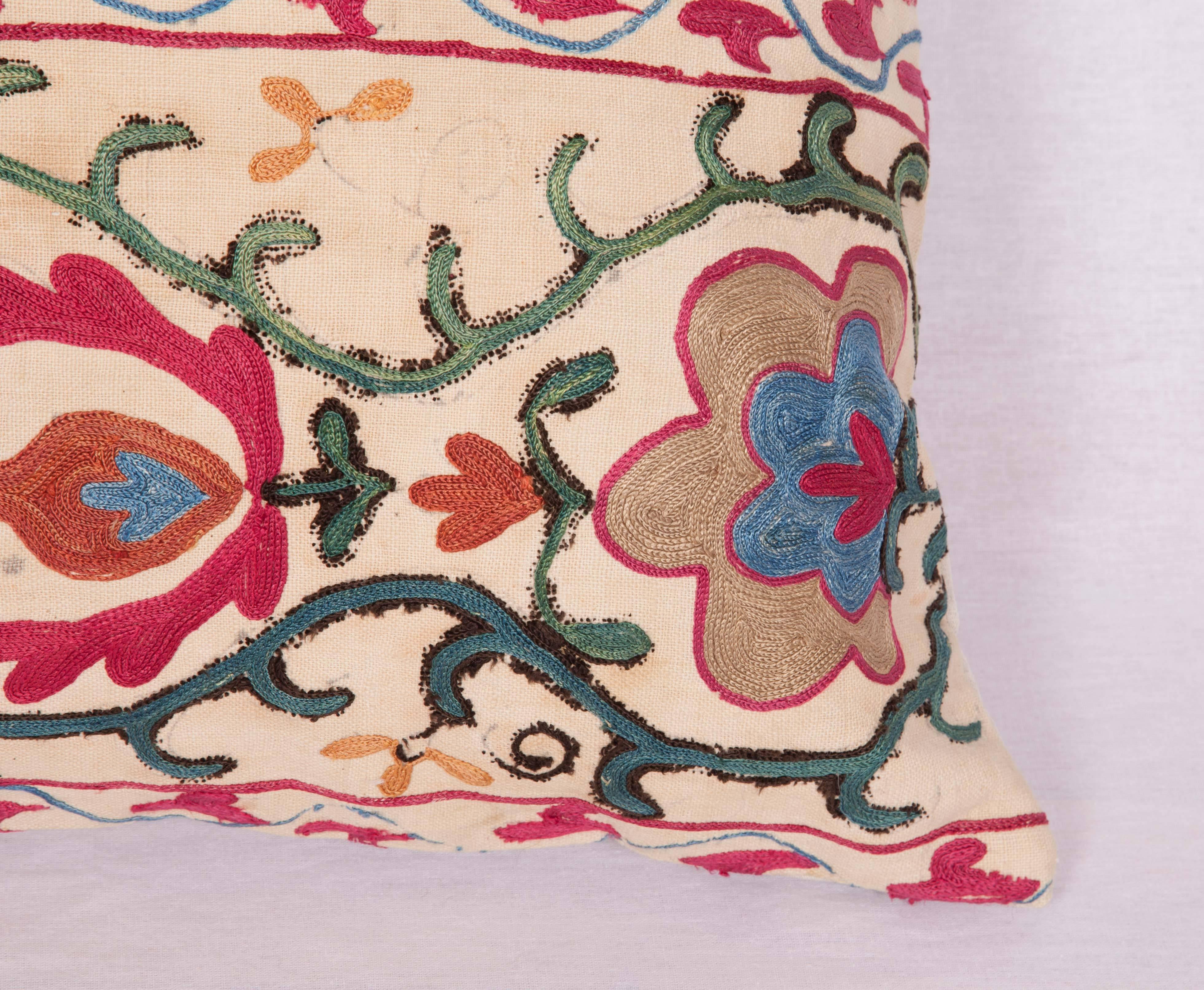 Silk Antique Suzani Pillow Fashioned from a 19th Century Uzbek Suzani