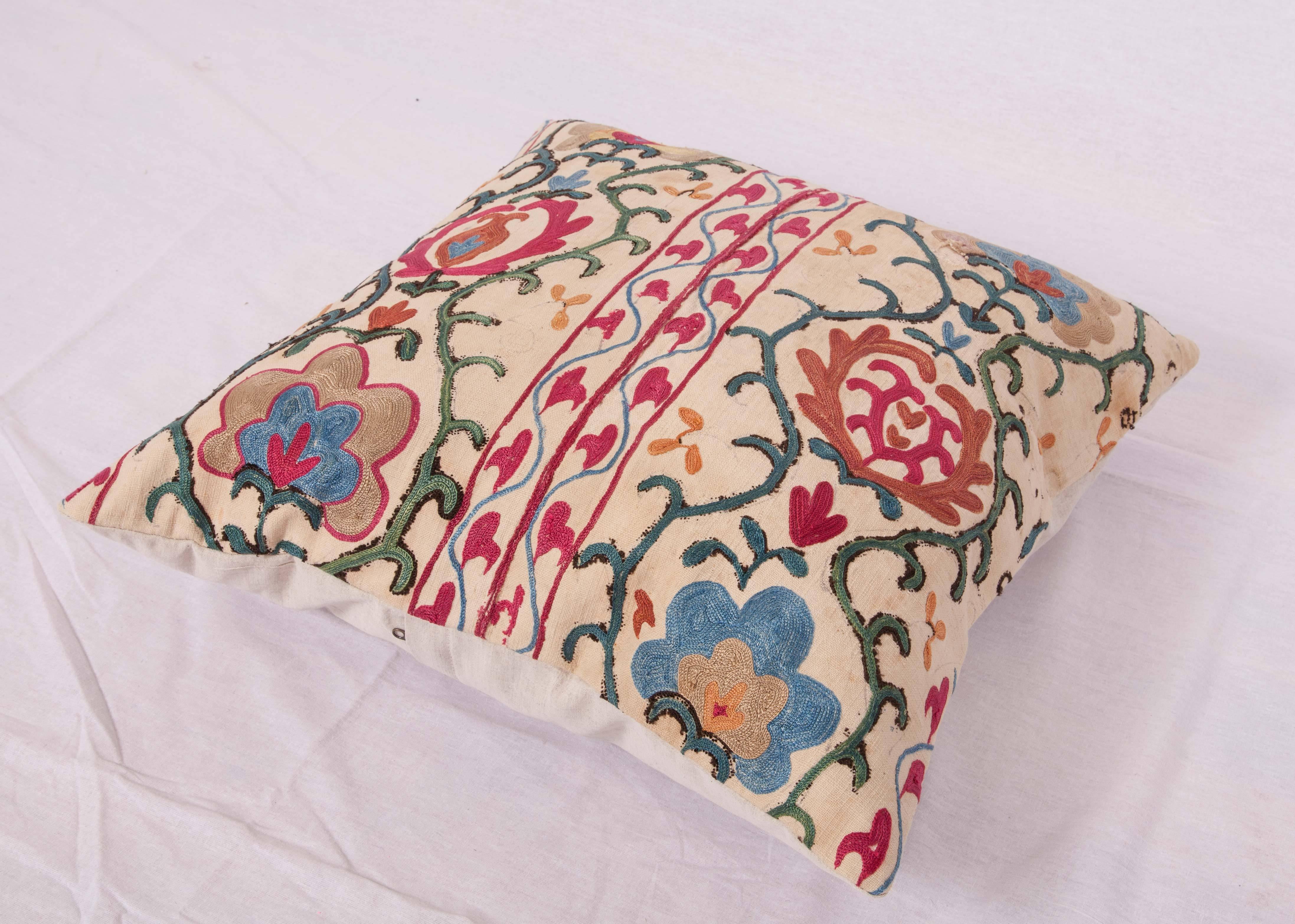 Antique Suzani Pillow Fashioned from a 19th Century Uzbek Suzani 2