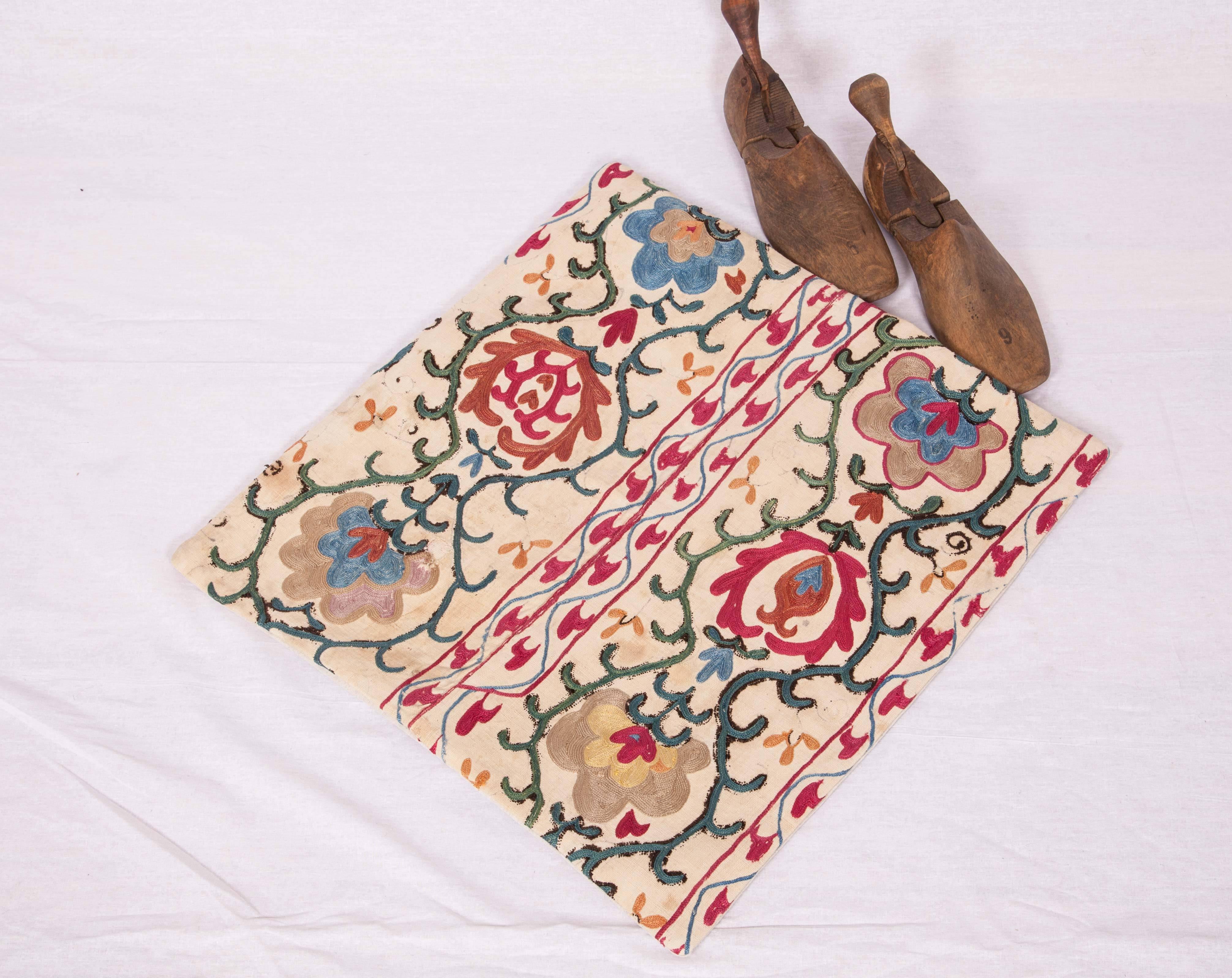 Antique Suzani Pillow Fashioned from a 19th Century Uzbek Suzani 4