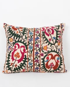 Antique Suzani Pillow Made from a 19th C. Bukhara suzani