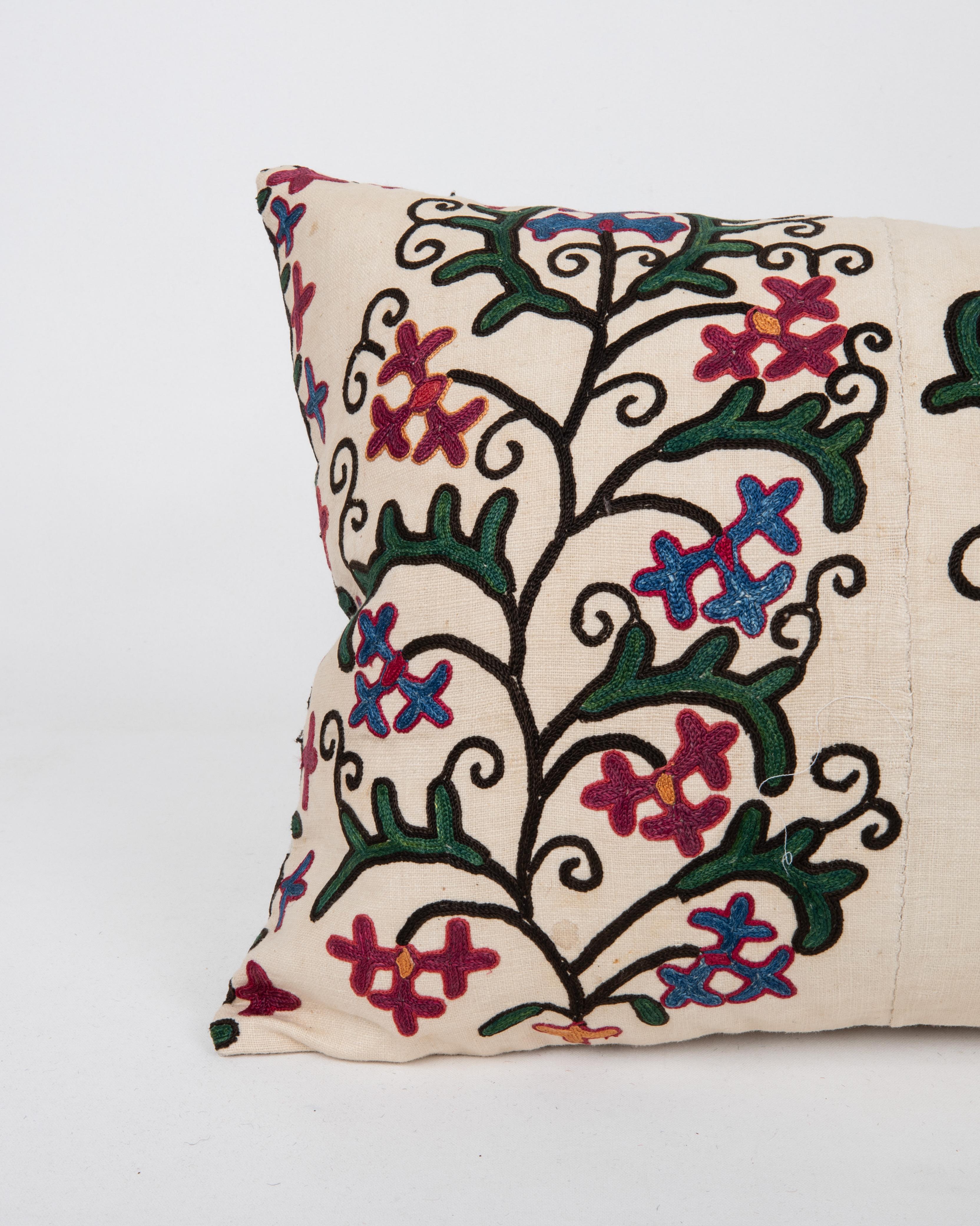 Uzbek Antique Suzani Pillow Made from a 19th C. Bukhara suzani For Sale