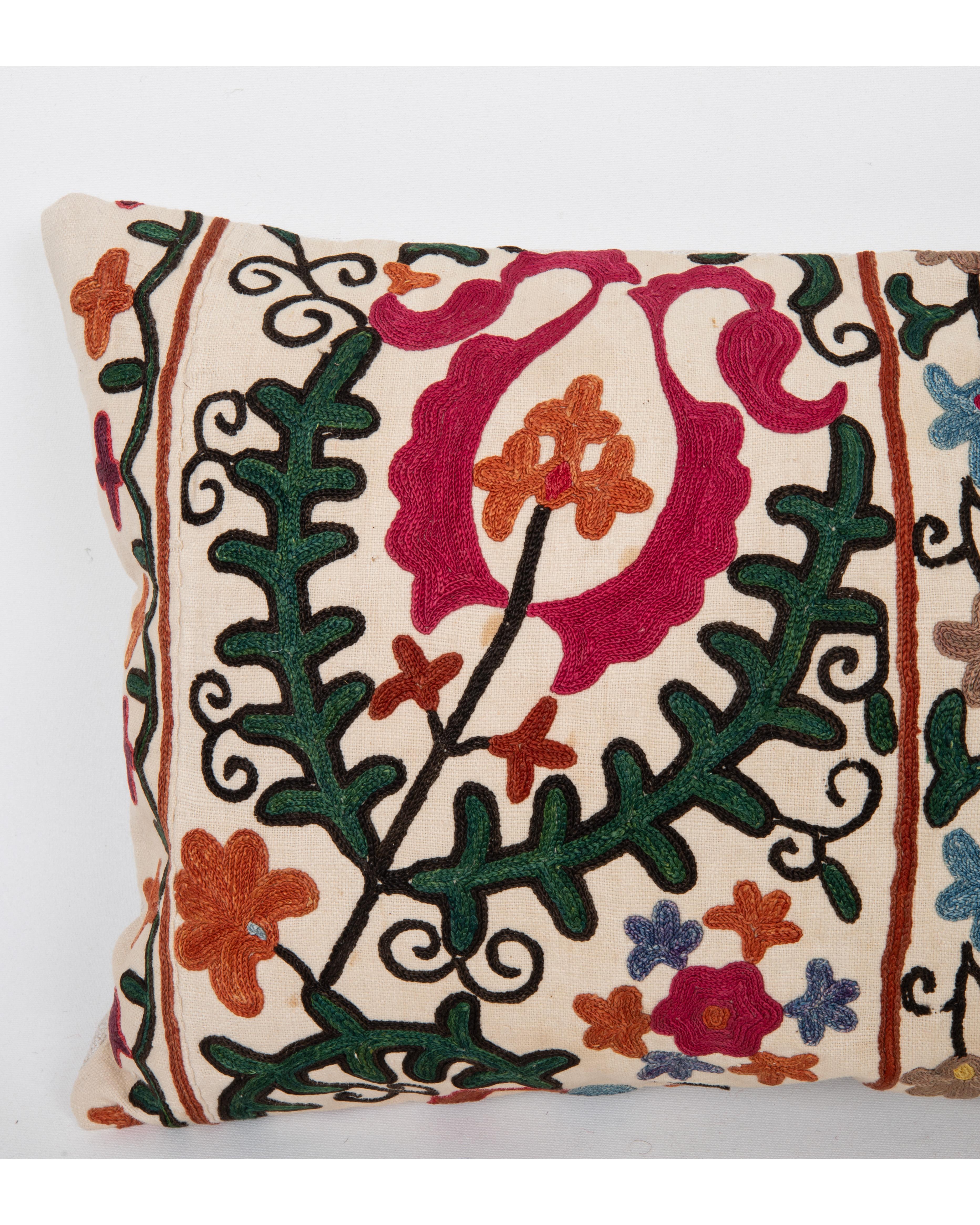 Uzbek Antique Suzani Pillow Made from a 19th C. Bukhara suzani For Sale