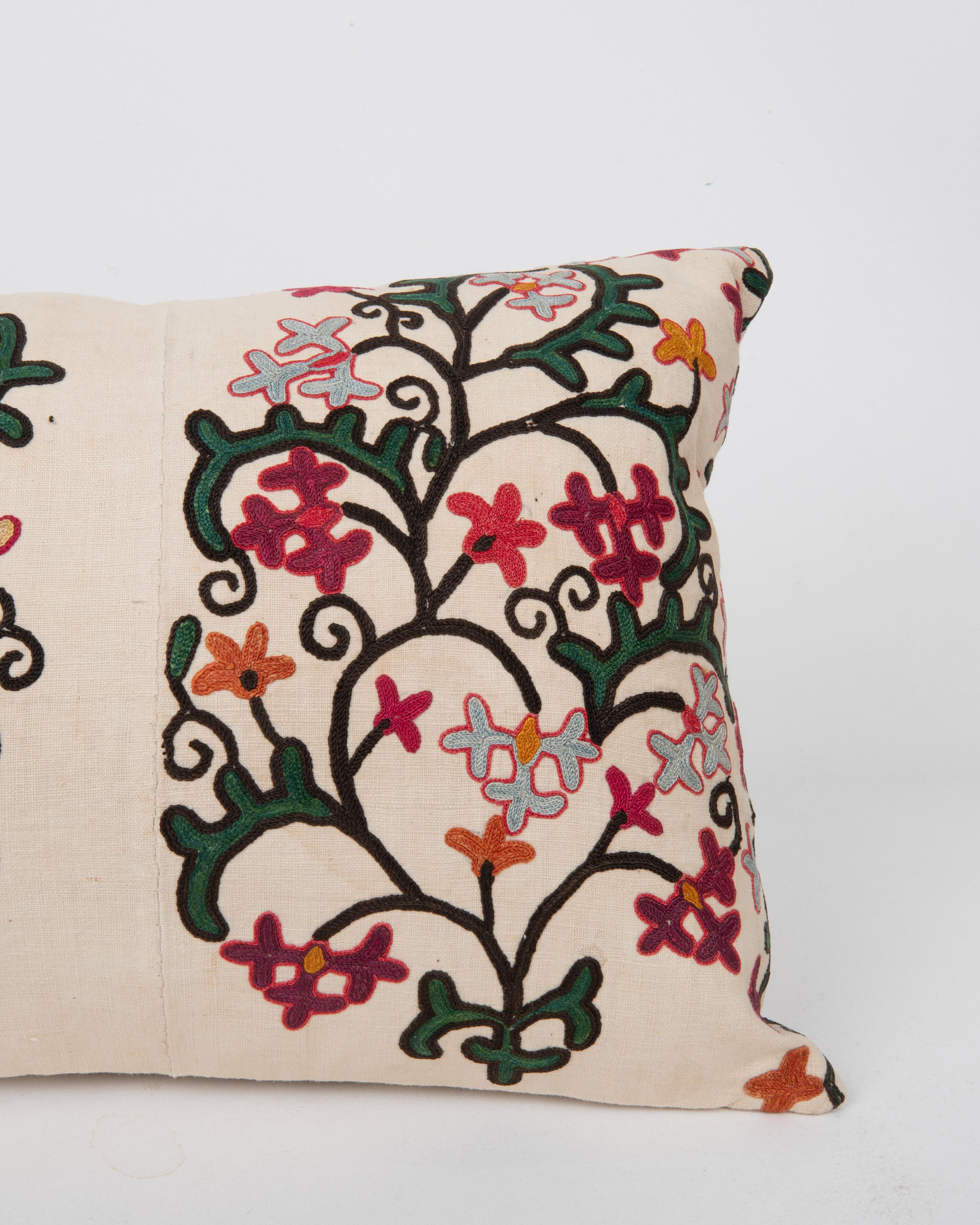 Antique Suzani Pillow Made from a 19th C. Bukhara suzani In Good Condition For Sale In Istanbul, TR