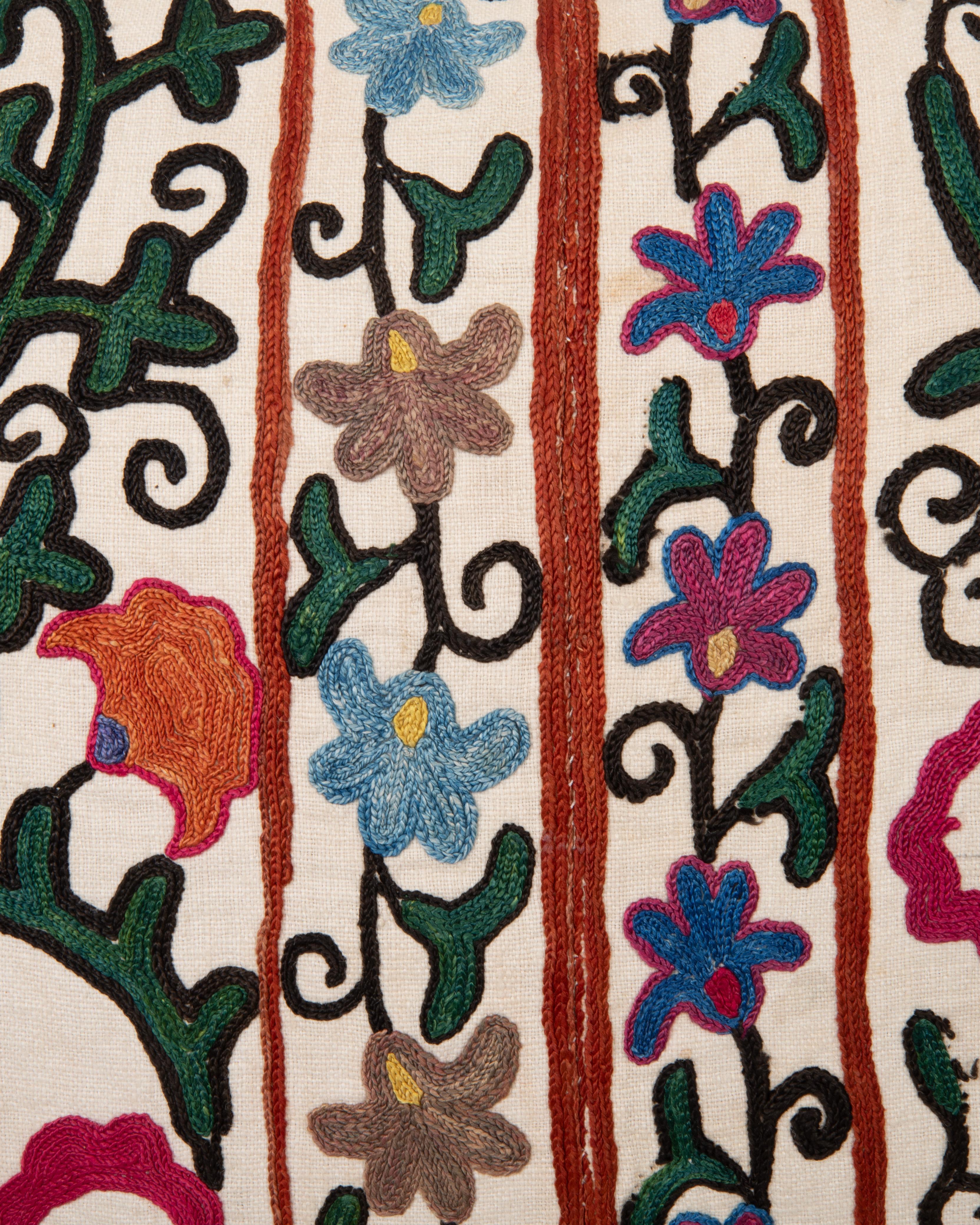 Antique Suzani Pillow Made from a 19th C. Bukhara suzani In Fair Condition For Sale In Istanbul, TR