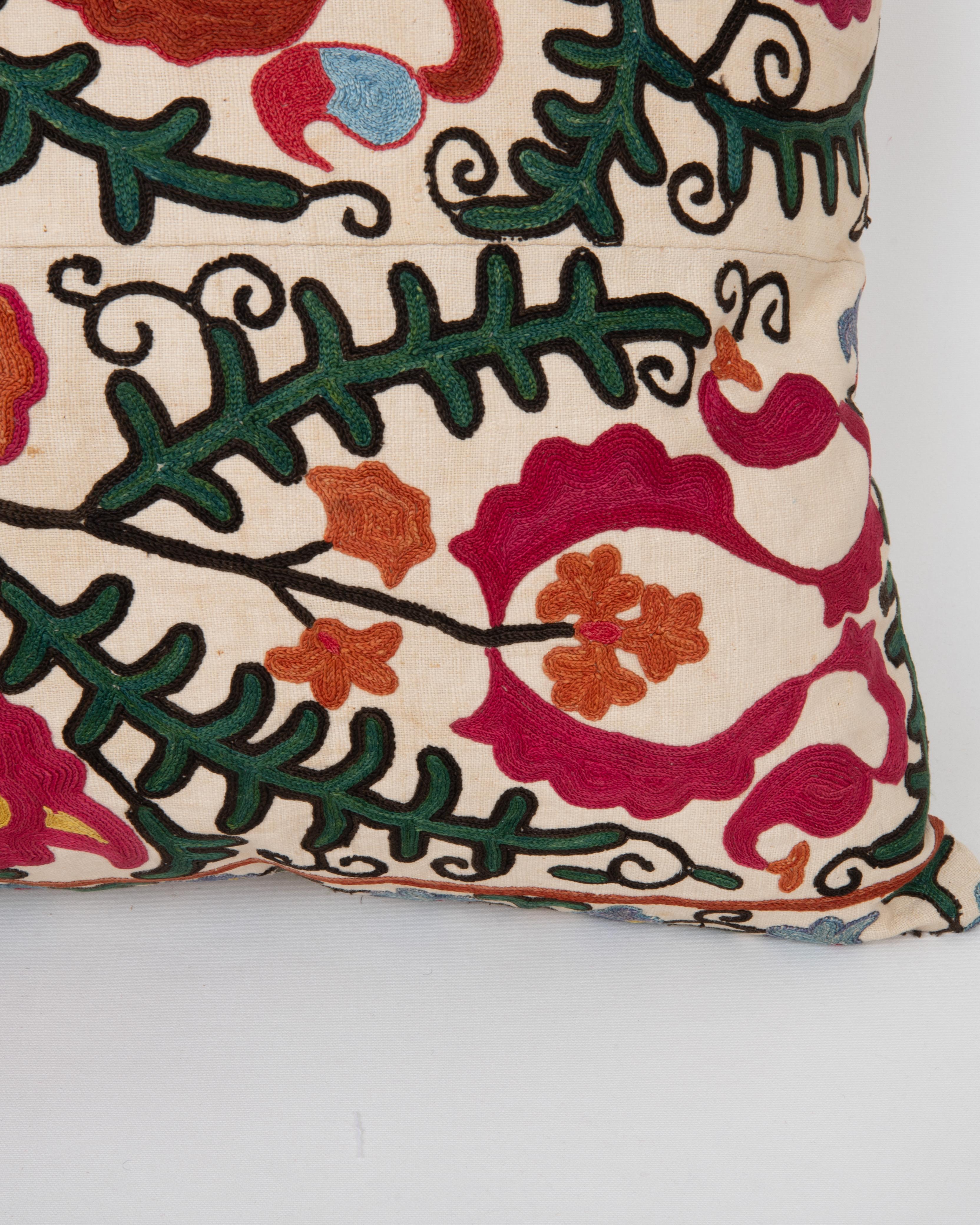 Antique Suzani Pillow Made from a 19th C. Bukhara suzani In Fair Condition For Sale In Istanbul, TR
