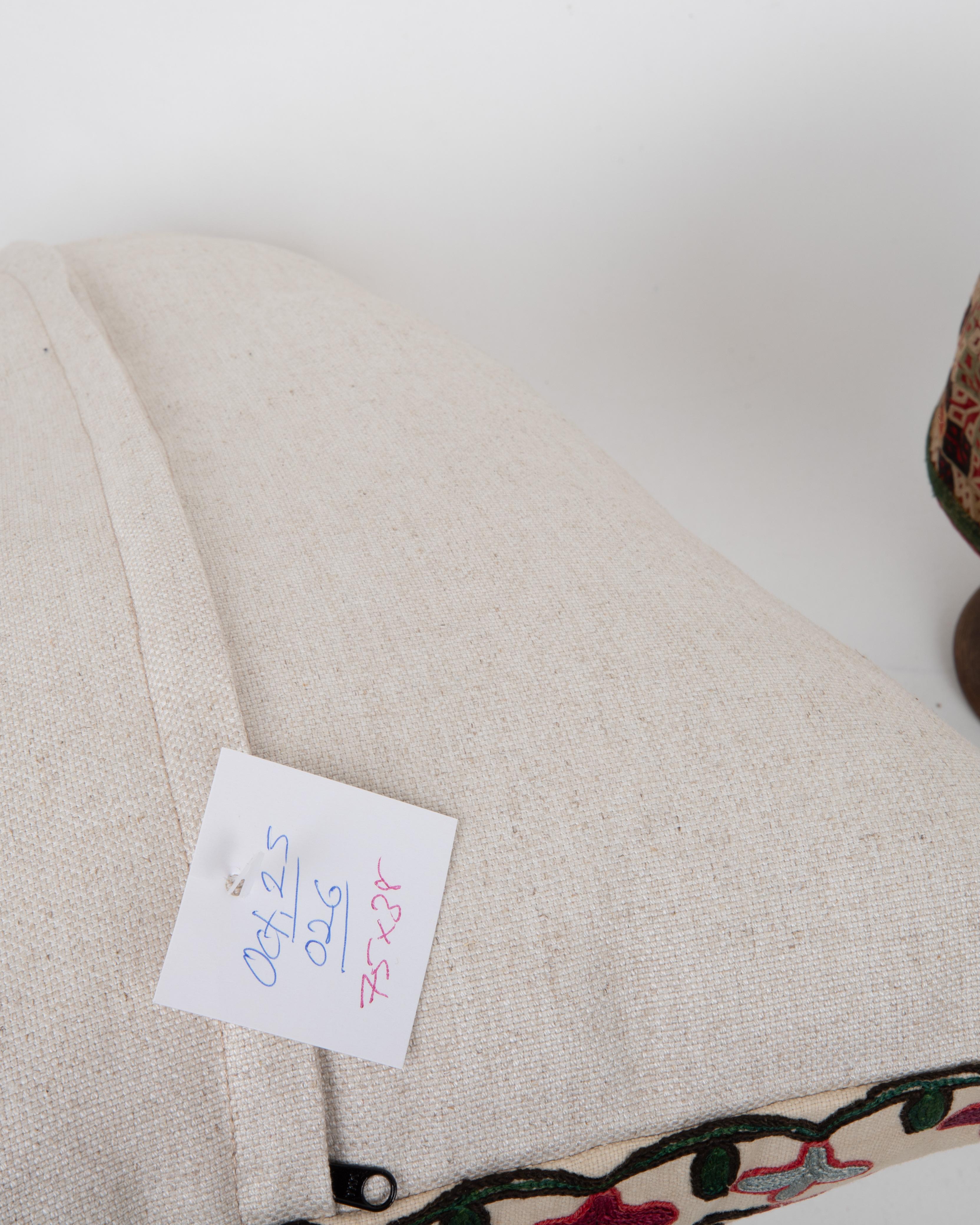 Antique Suzani Pillow Made from a 19th C. Bukhara suzani For Sale 1