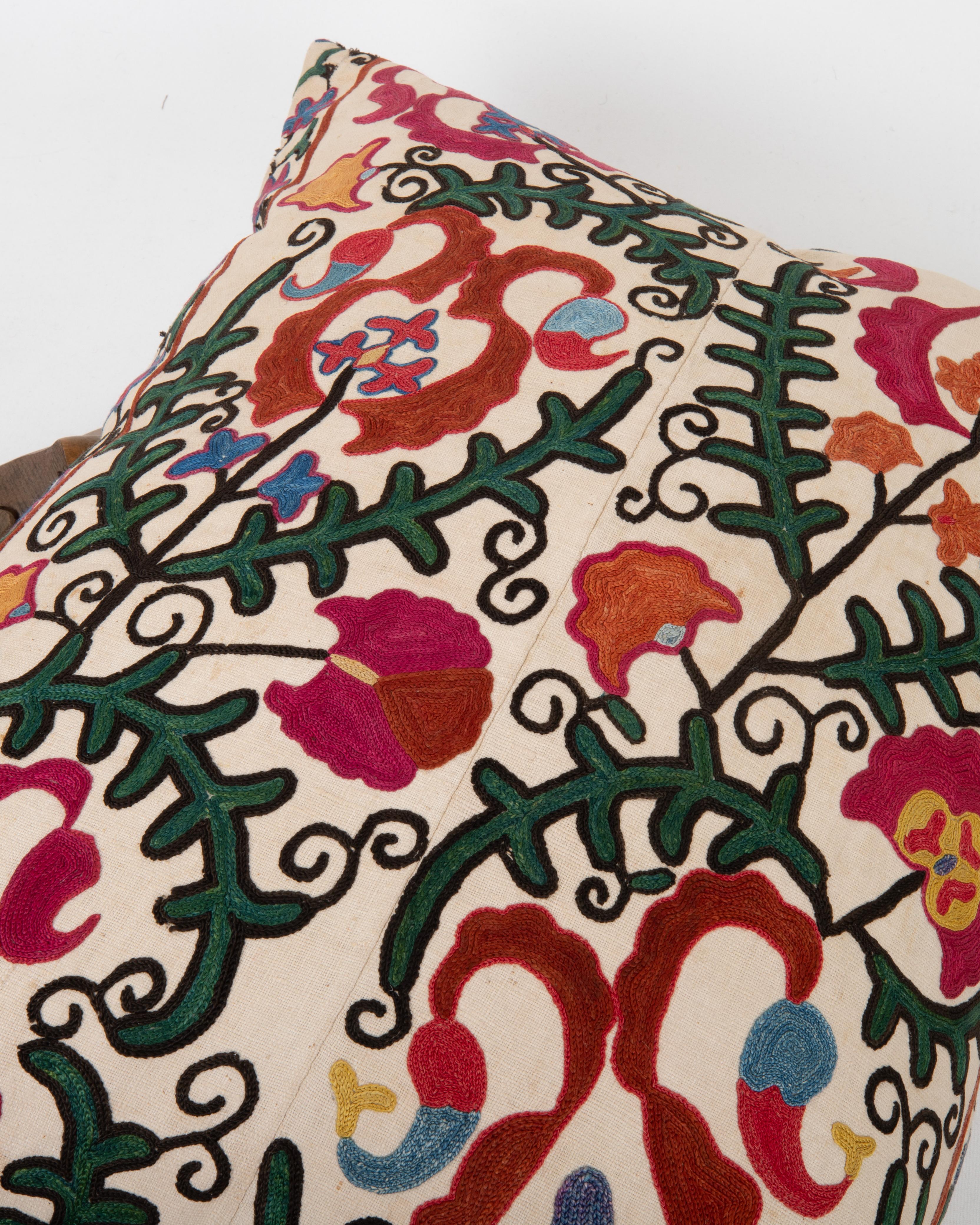 Antique Suzani Pillow Made from a 19th C. Bukhara suzani For Sale 1